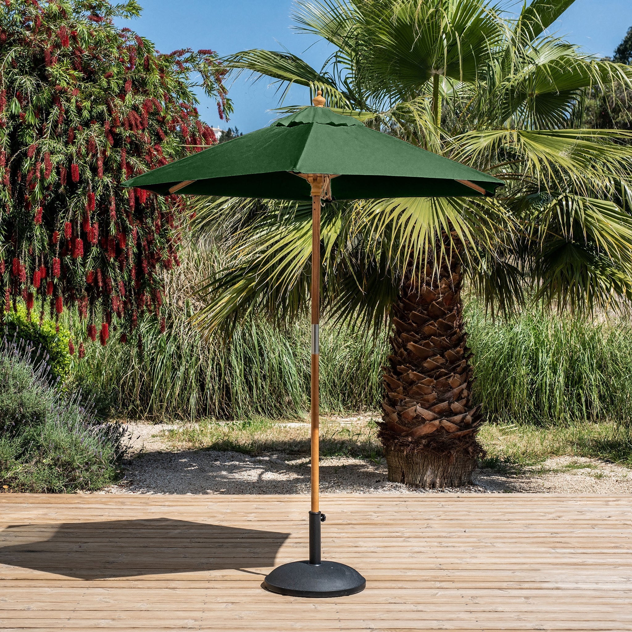 Kratos 2m Round Wooden Parasol in Green