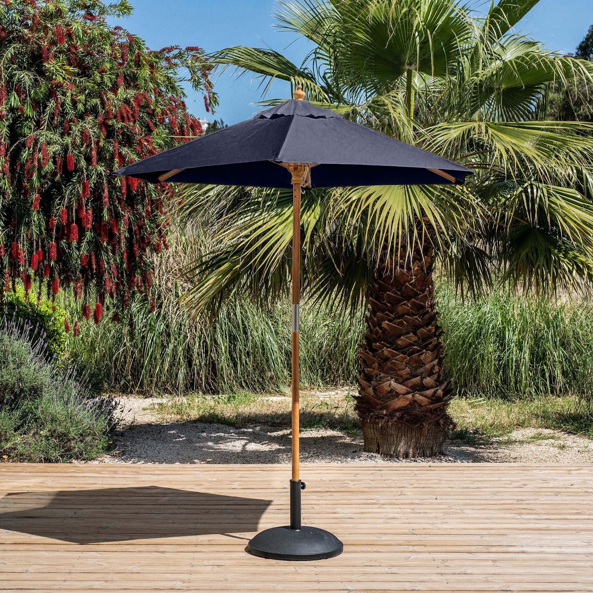 Kratos 2m Round Wooden Parasol in Navy