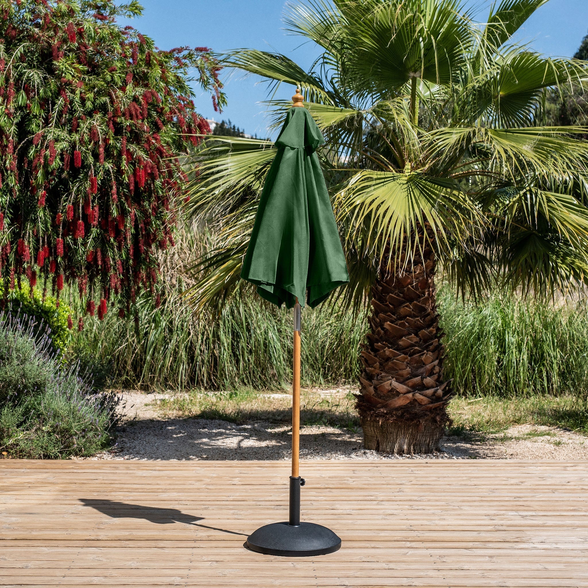 Kratos 2m Round Wooden Parasol in Green
