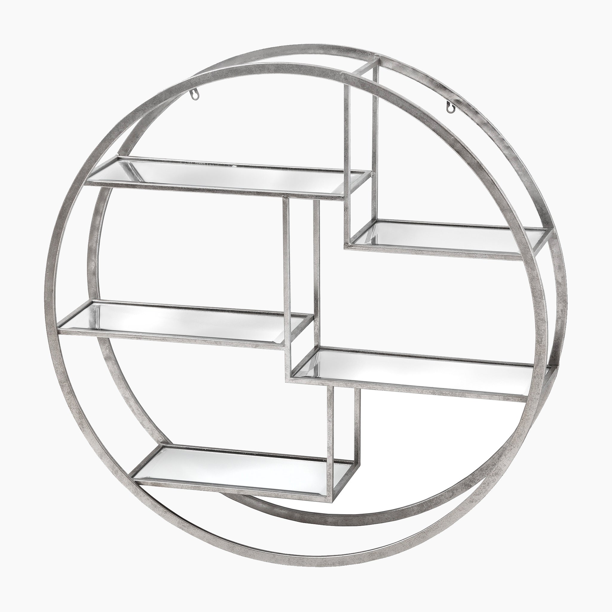 Large Circular Silver Wall Hanging Multi Shelf