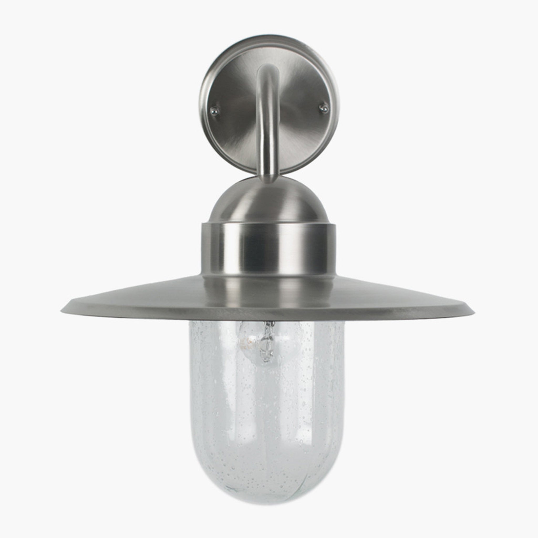 Lilum Metal and Glass Fisherman Wall Light in Brushed Steel