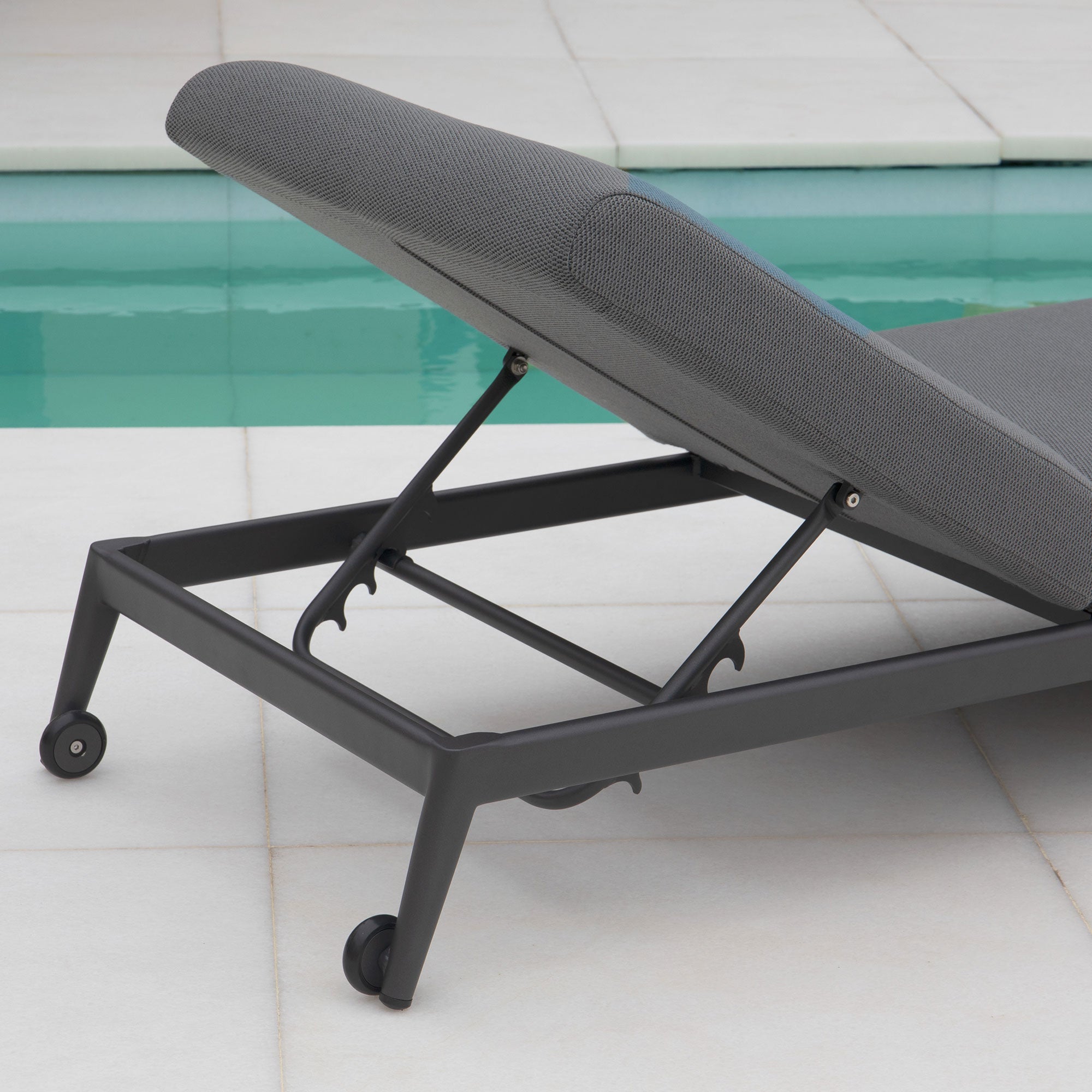 Luna Outdoor Fabric Sun Lounger in Grey