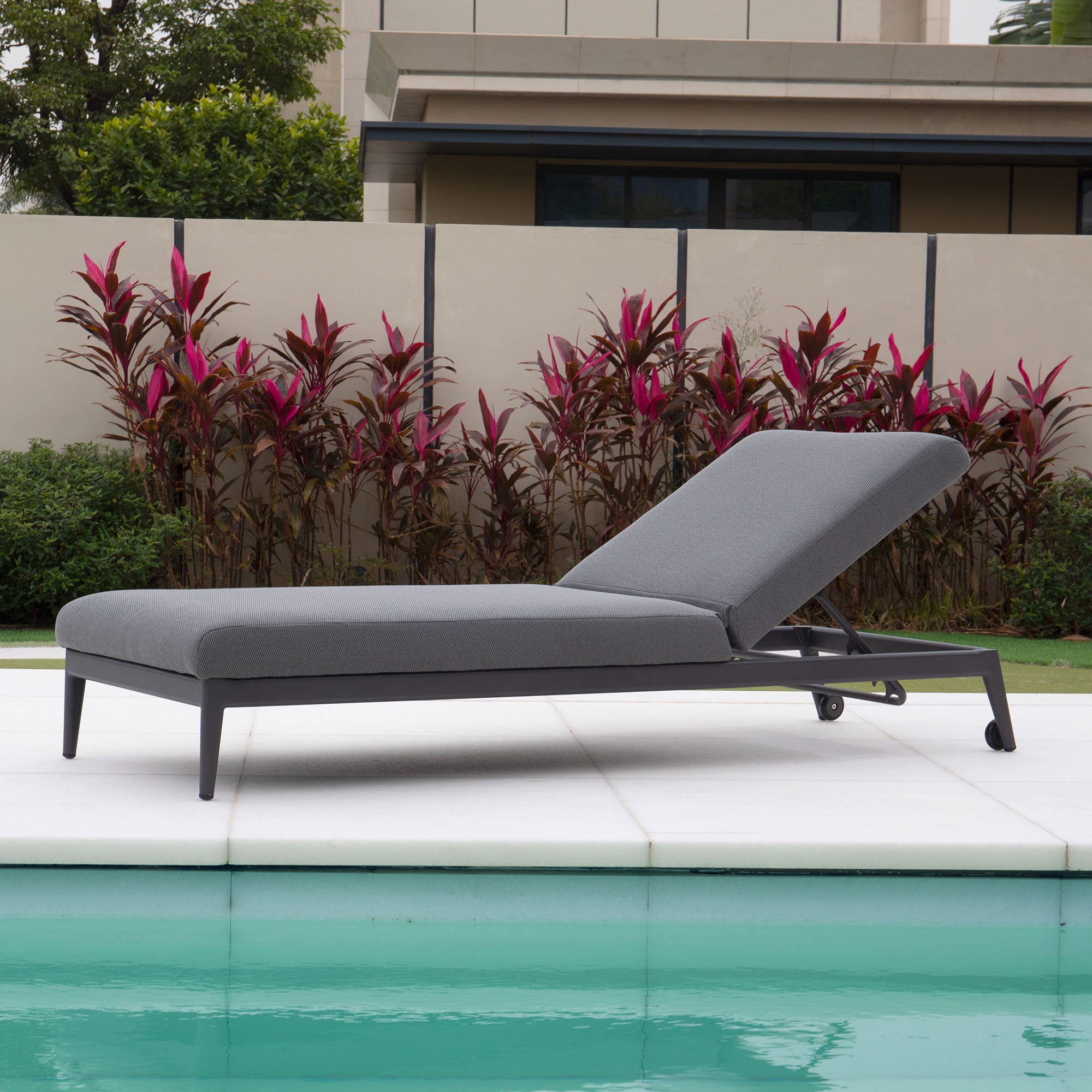 Luna Outdoor Fabric Sun Lounger in Grey