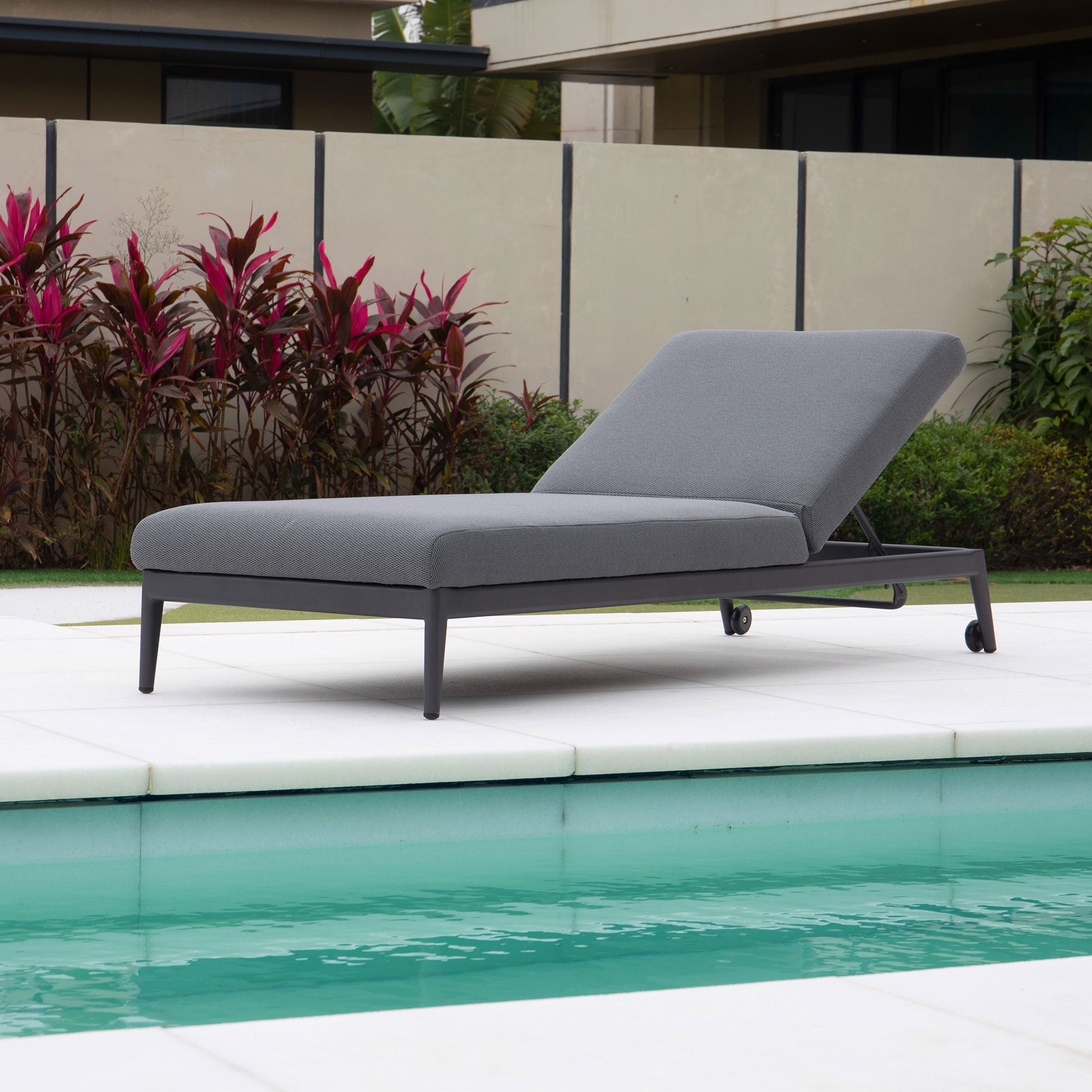 Luna Outdoor Fabric Sun Lounger in Grey