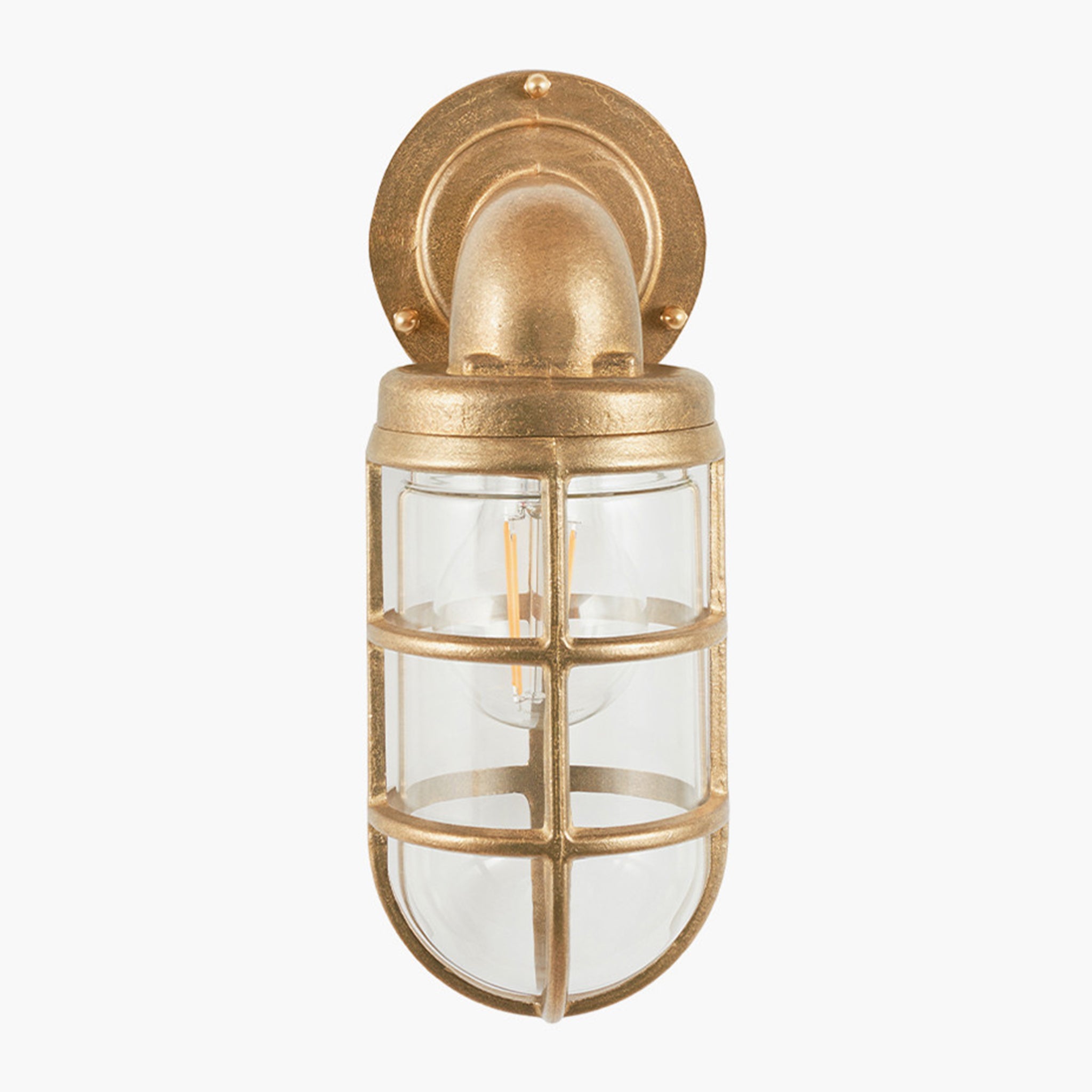 Lupin Antique Brass Metal Caged Handing Outdoor Wall Light