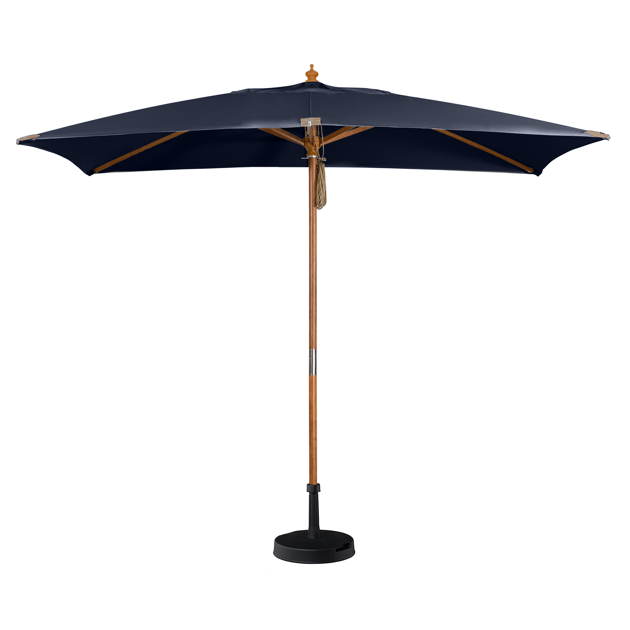 Styx 3m x 2m Rectangular Deluxe Wooden Parasol in Navy