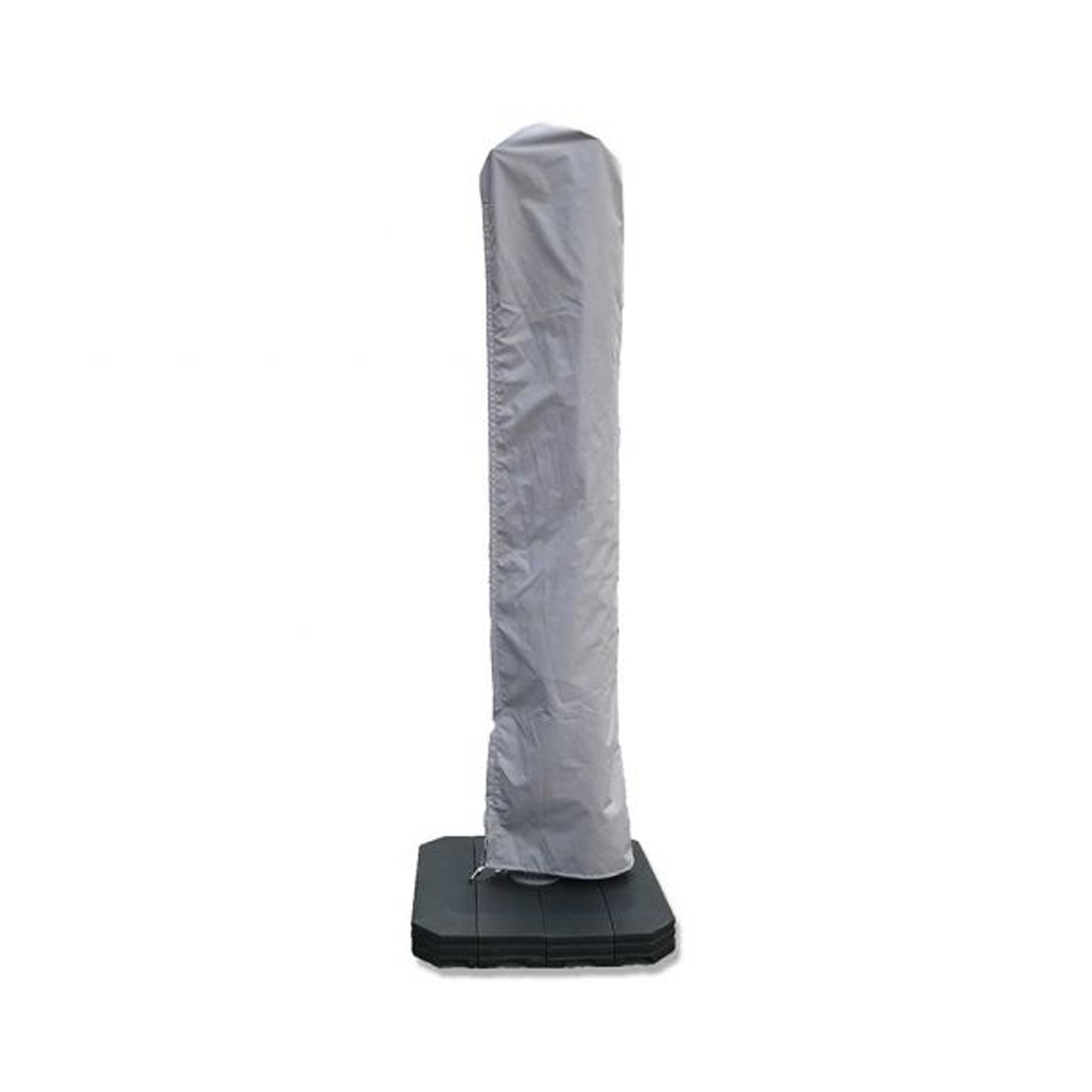 Freestanding punching bag with a charcoal cover, positioned on a black base, accompanied by sleek solar-powered LED lights for an enhanced workout experience.