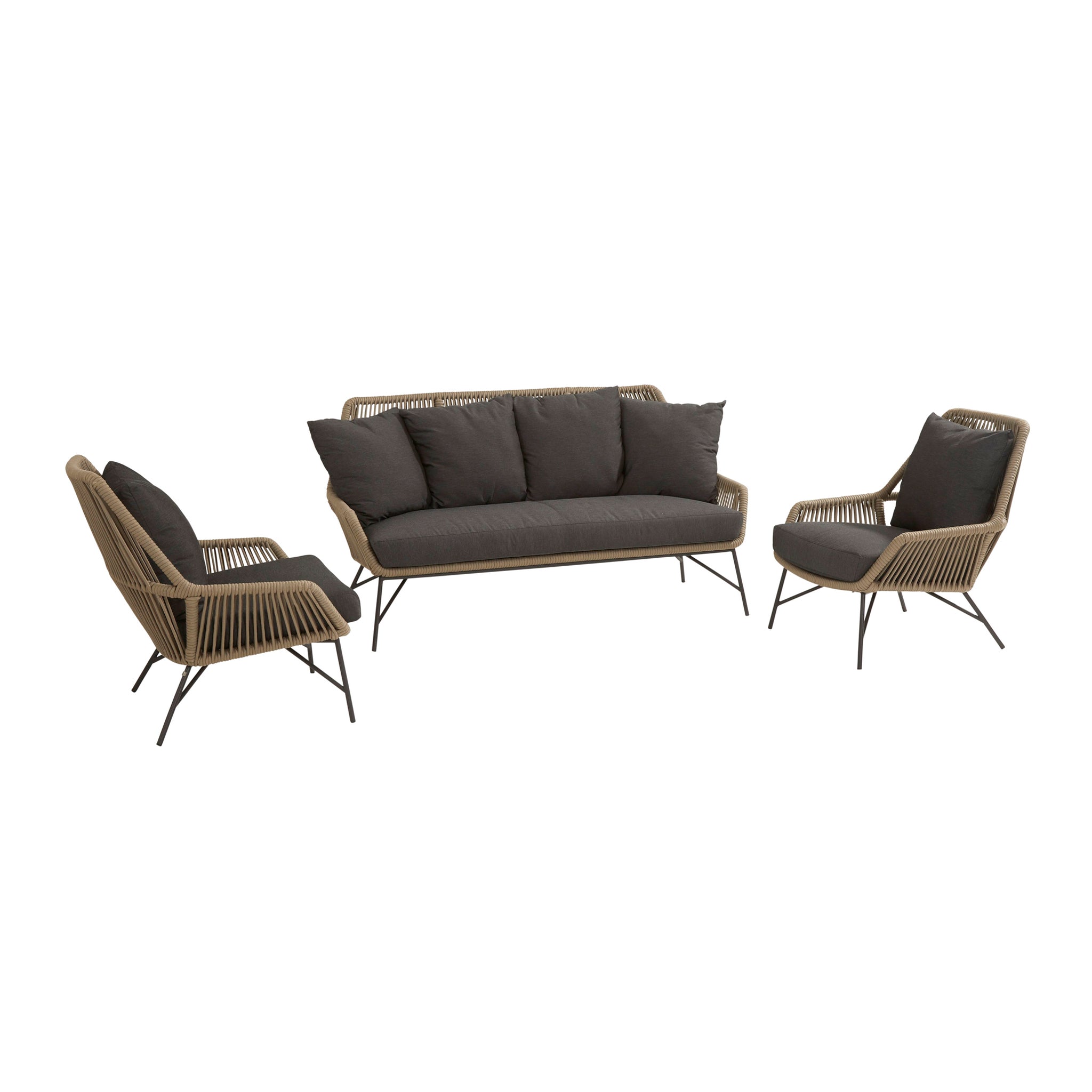 Ramblas 3 Seat Sofa Set with HPL Table in Taupe