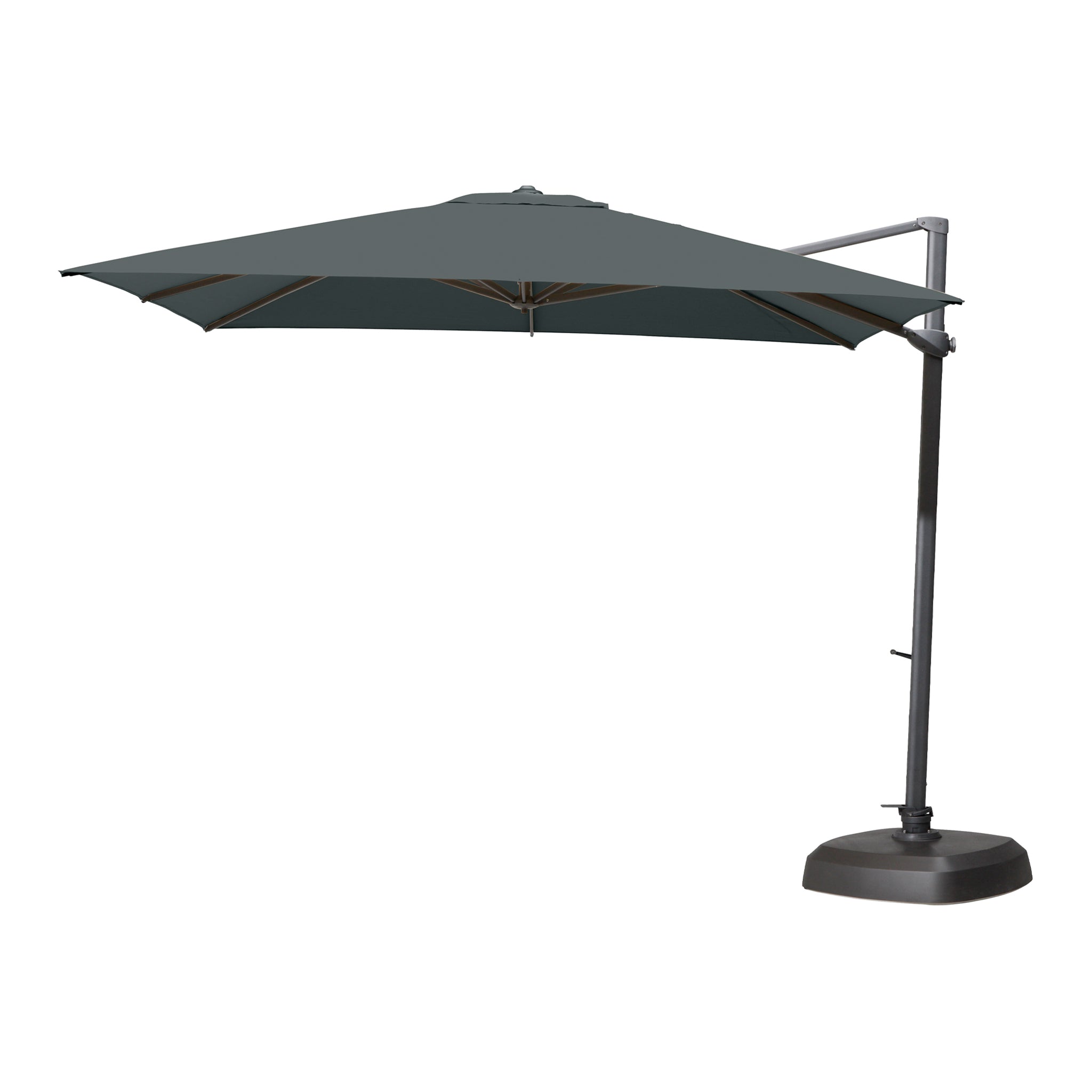 The Siesta 3m x 3m Square Cantilever Parasol in Charcoal features a durable UV-resistant canopy, sturdy base, and pole, shown against a white background.