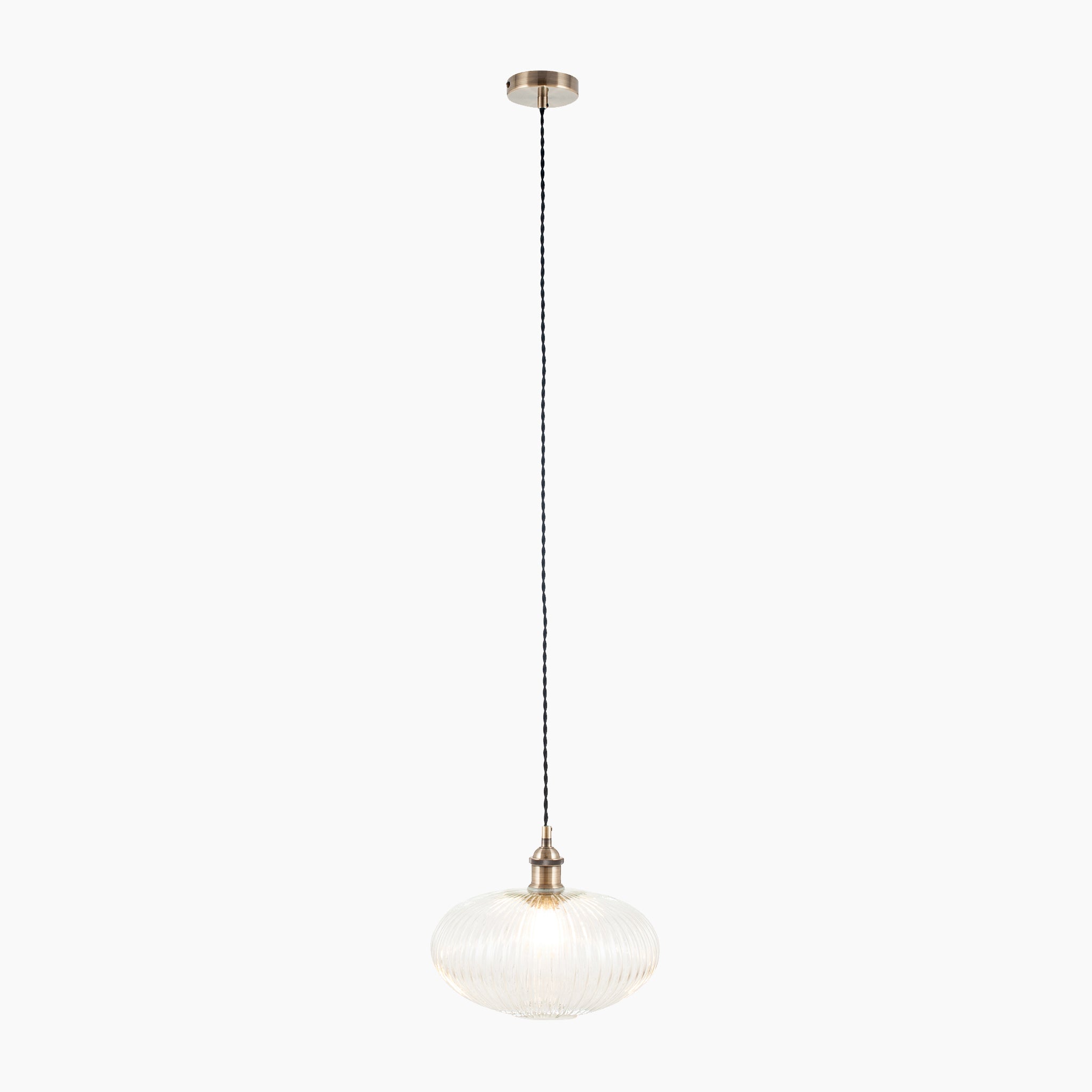 Abigail Clear Ribbed Glass Oval Pendant - Harbour Lifestyle