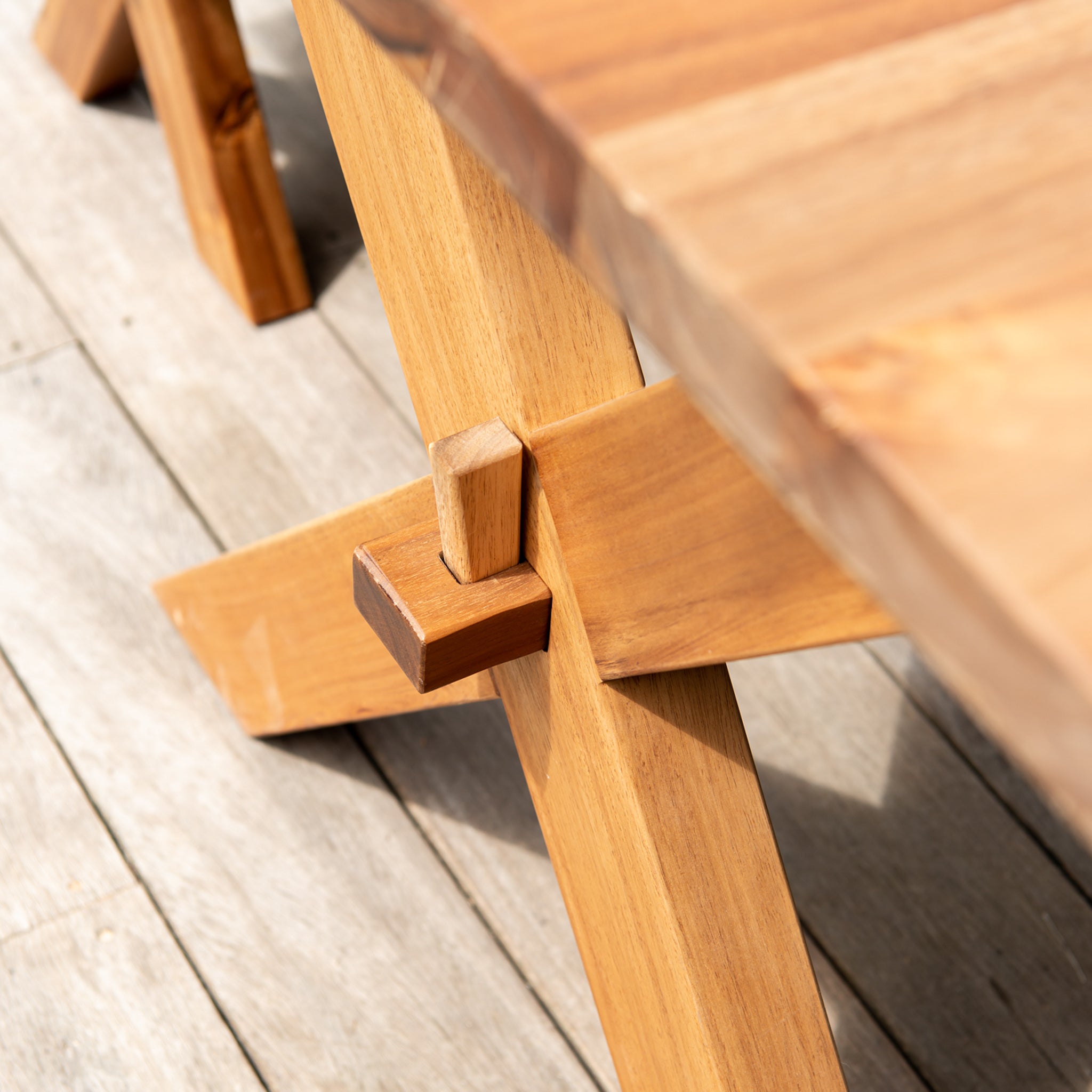 Acacia Live Edge Table Bench Set