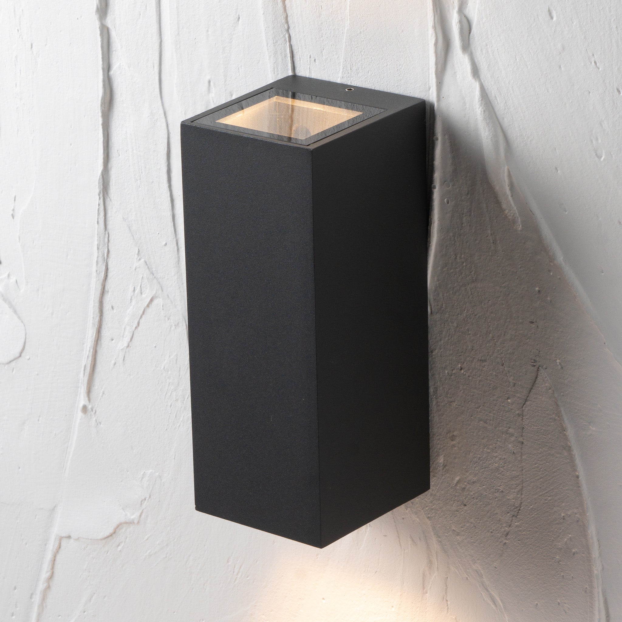 Acer Dark Metal Square Outdoor Dual Wall Light in Grey