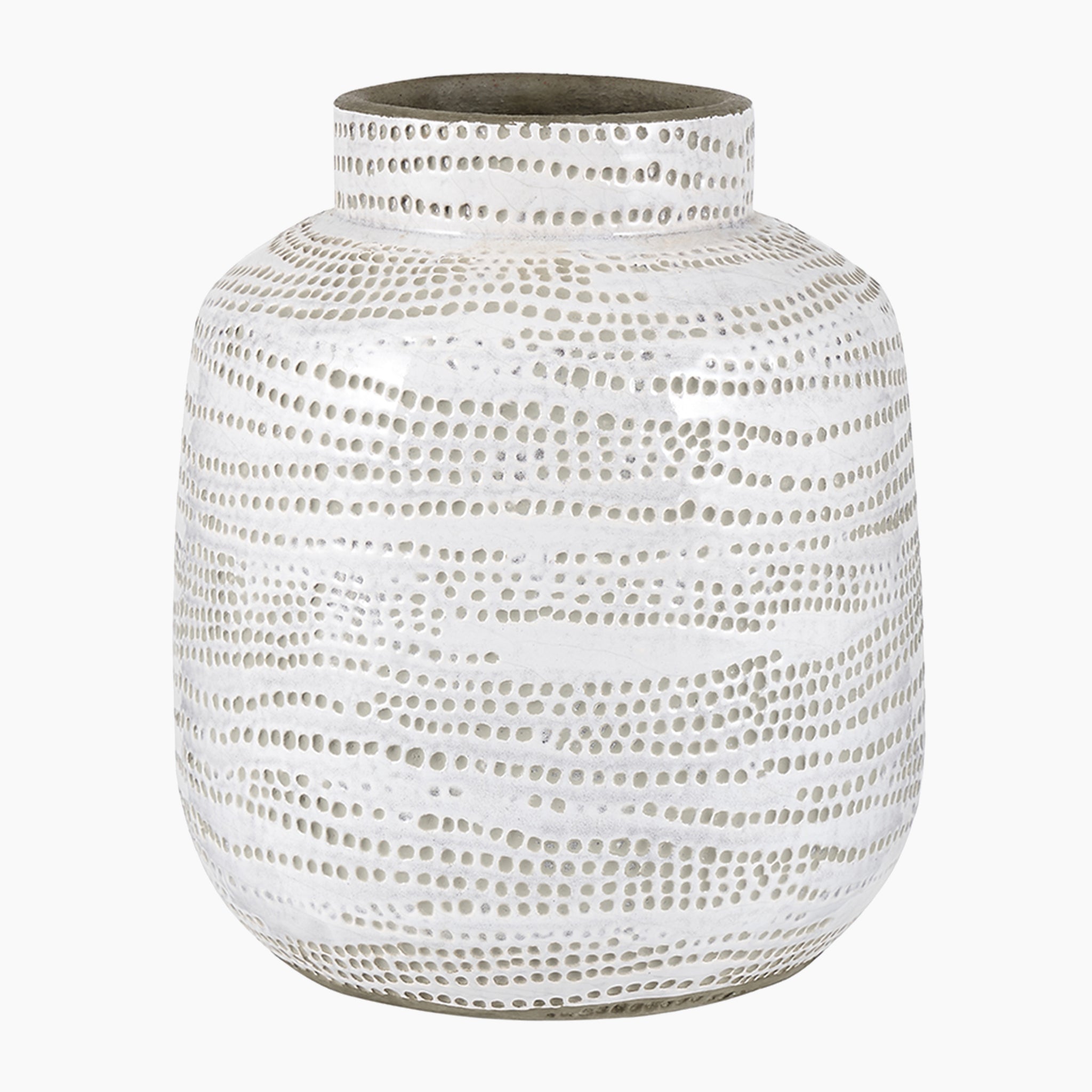 Alina Dot Design Small Stoneware Vase in White