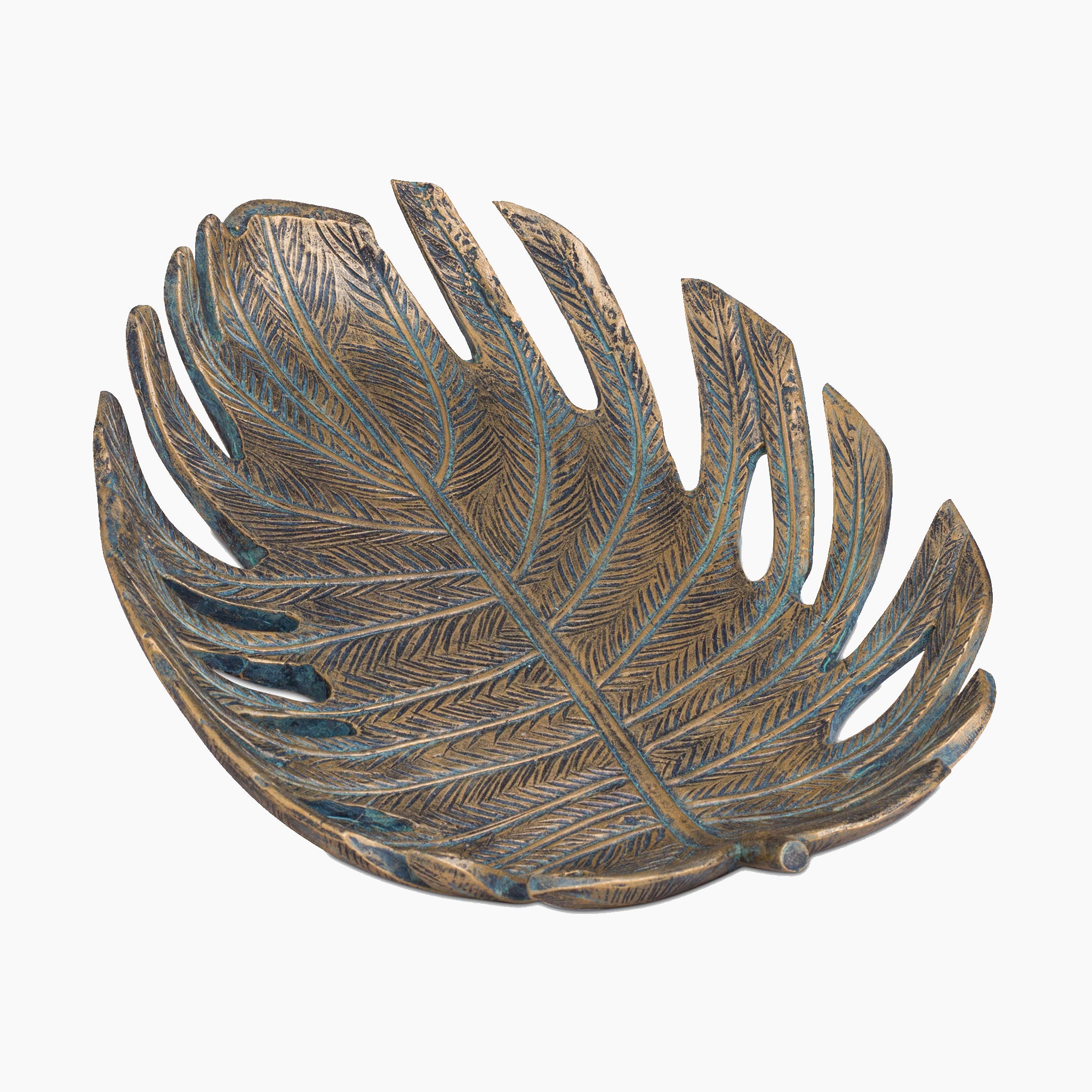 Antique Bronze Cheese Plant Leaf Dish