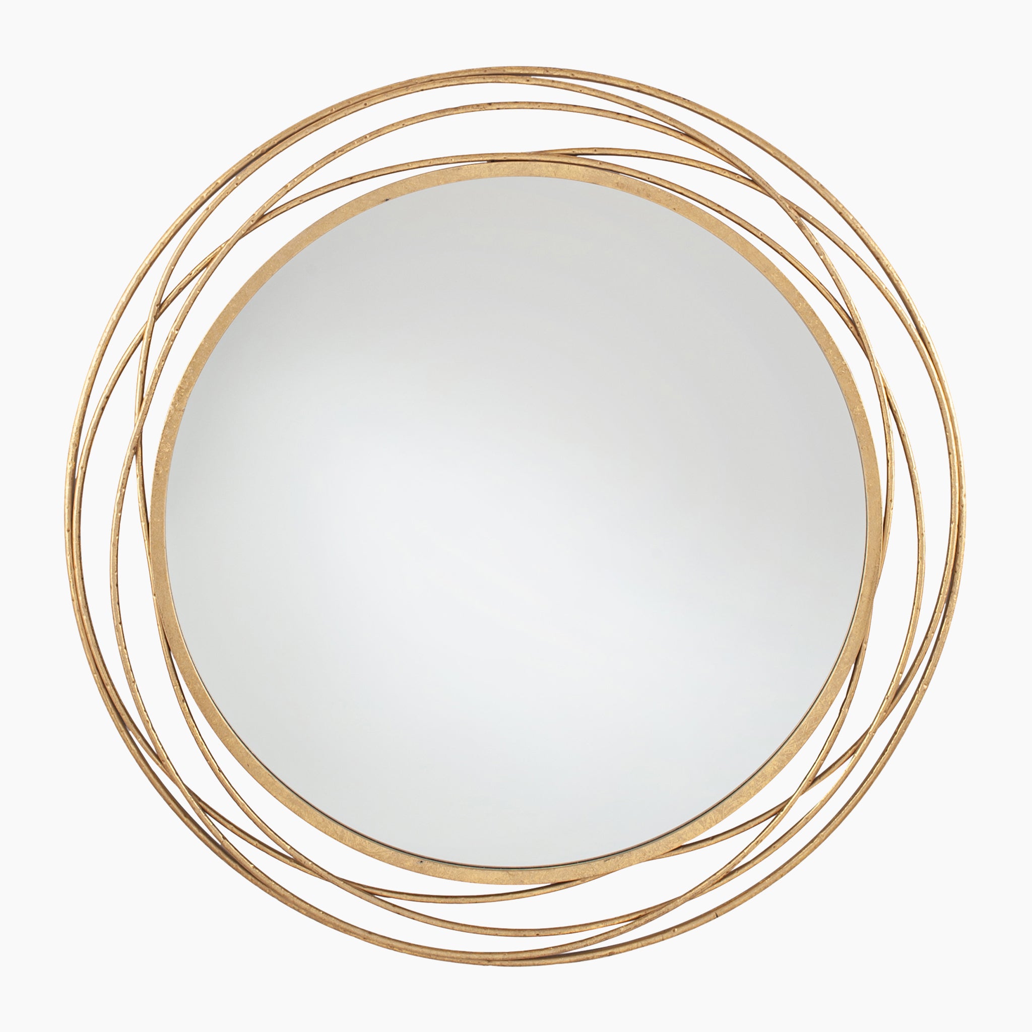 Antique Gold Metal Round Wall Mirror