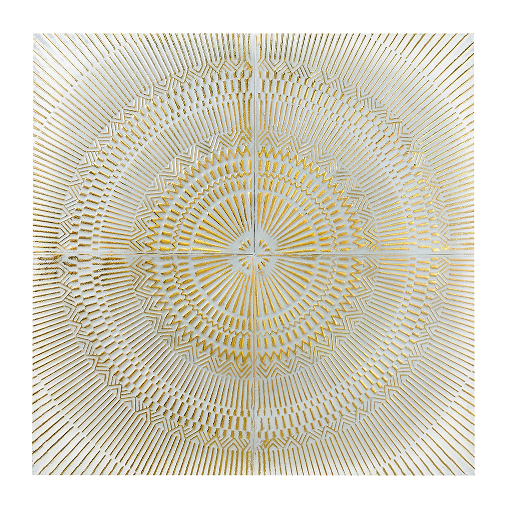Antiqued White and Gold Textured Metal Wall Art