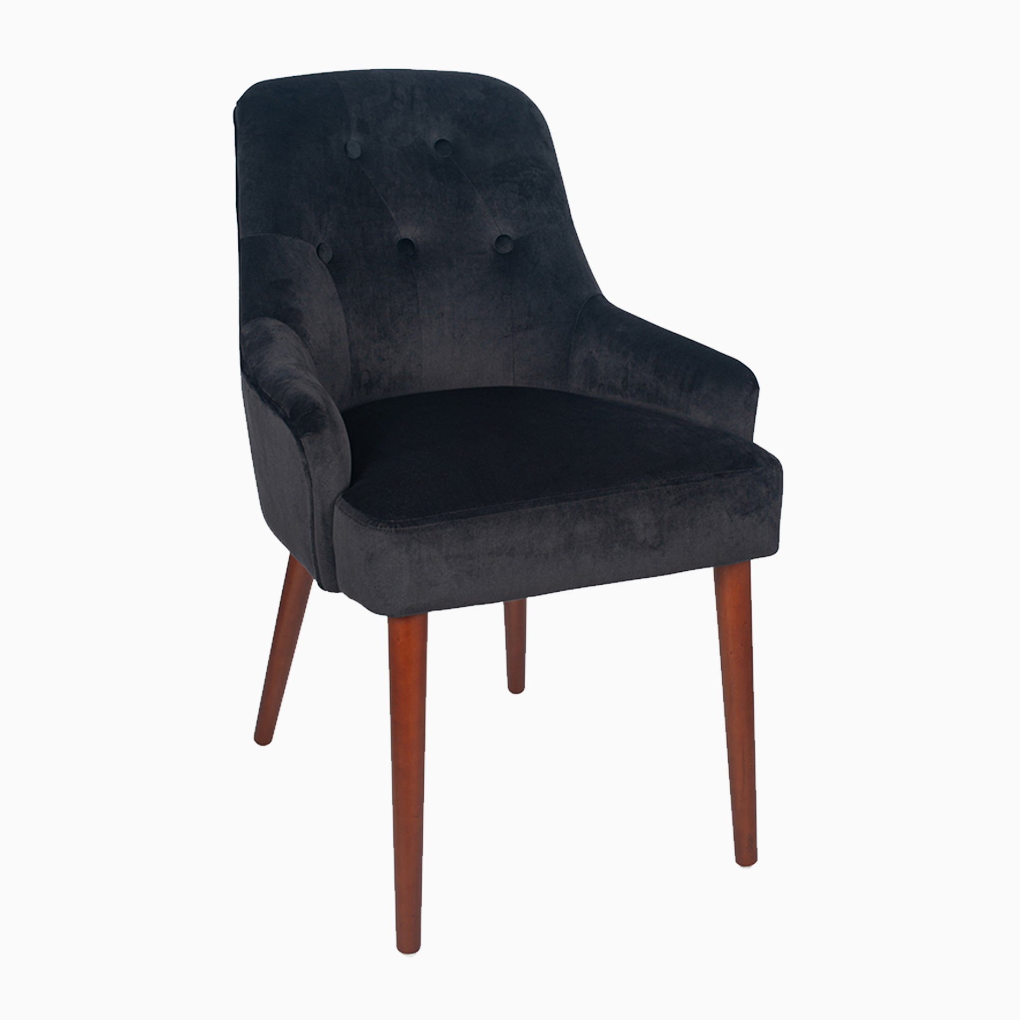 Antoinette Black Velvet Armed Dining Chair Walnut Effect Legs