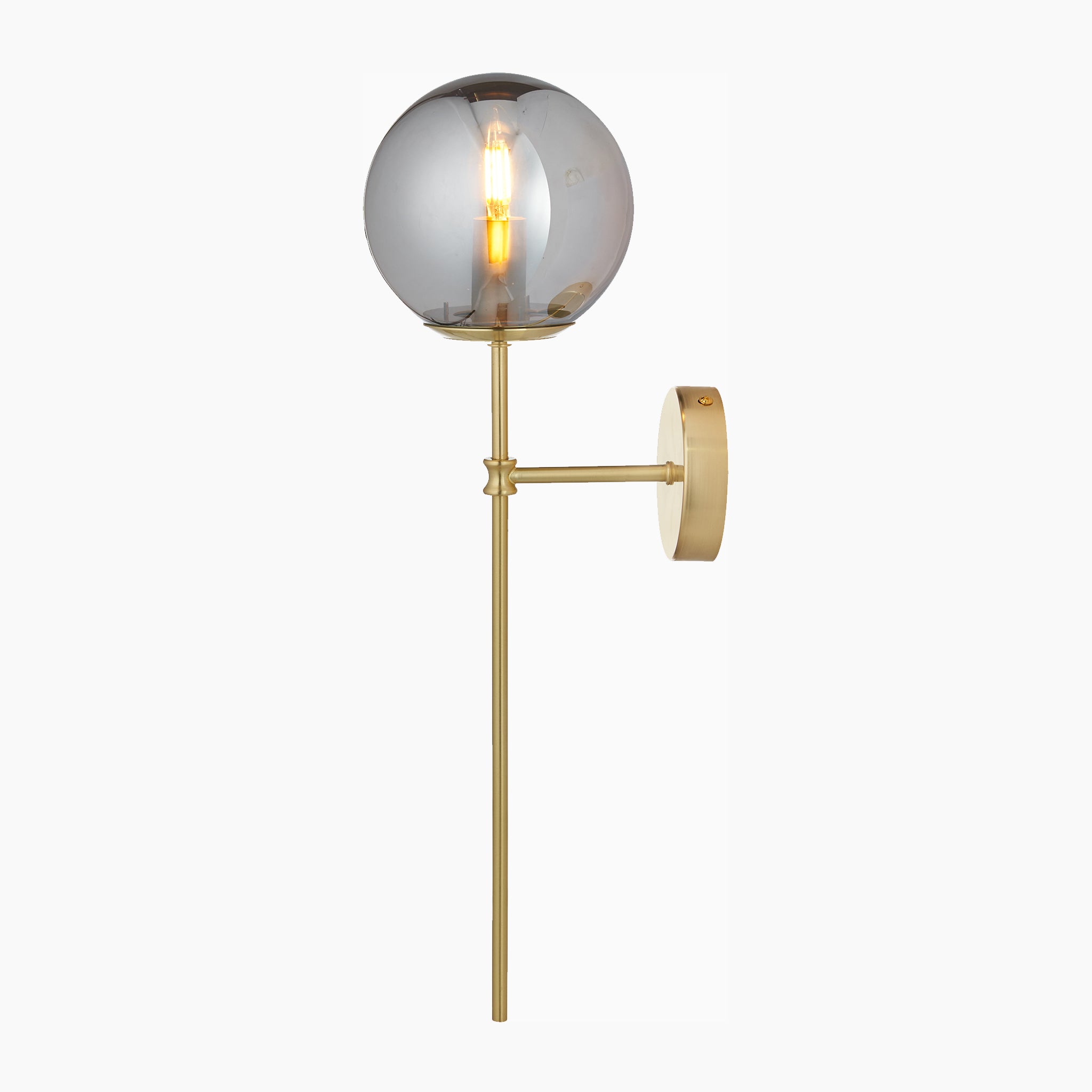 Arabella Smoked Glass Orb and Gold Metal Wall Light