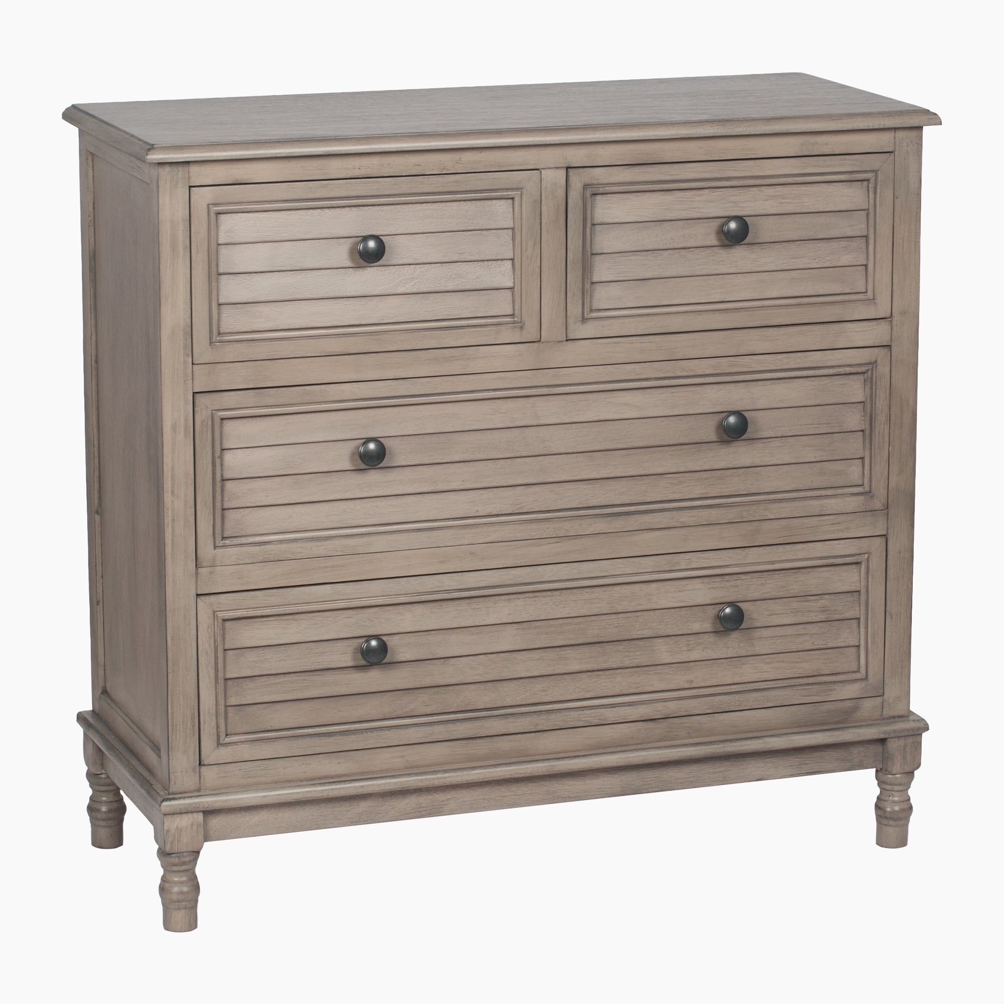 Ashwell Taupe Pine 4 Drawer Wood Unit