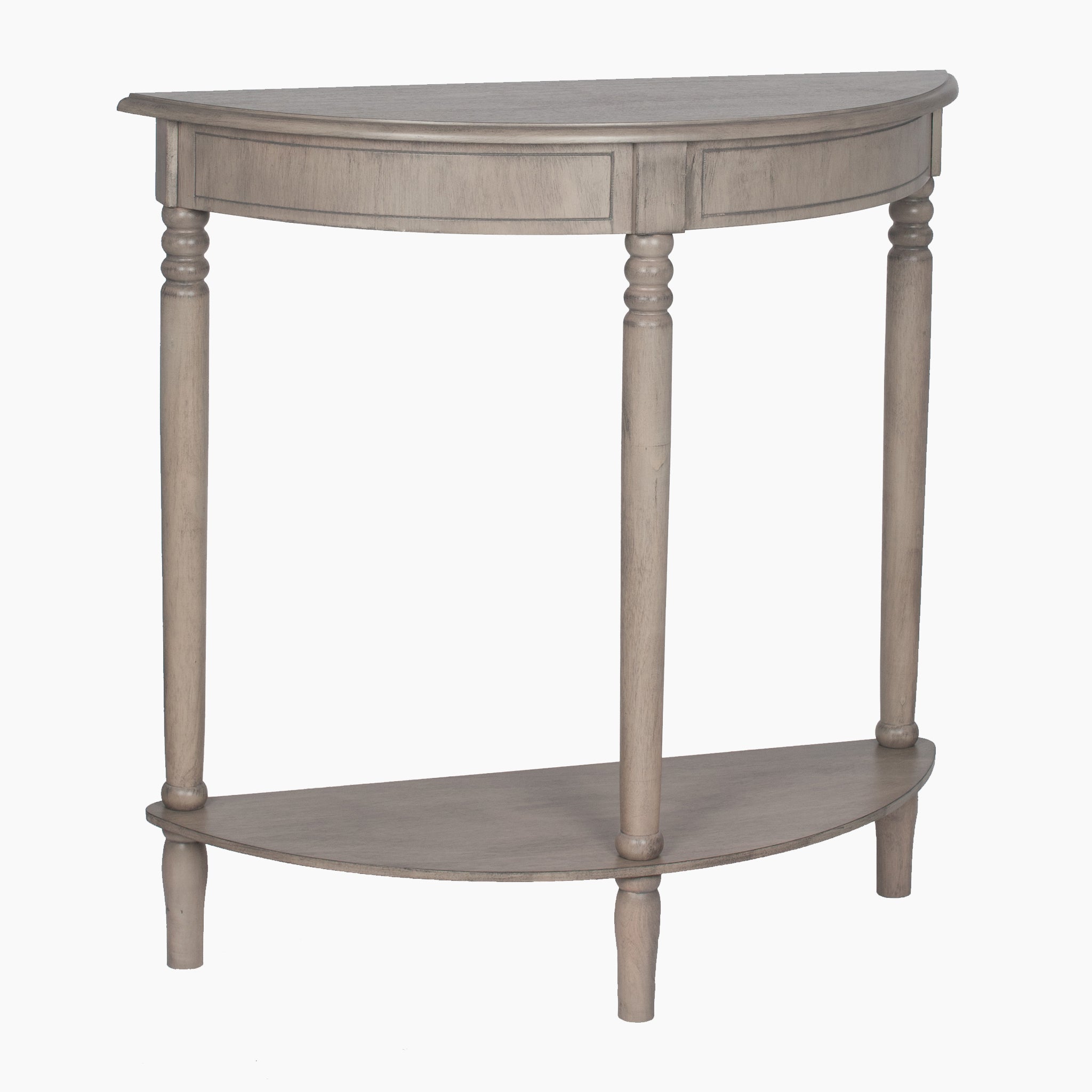 Ashwell Taupe Pine Wood Half Moon Console Table