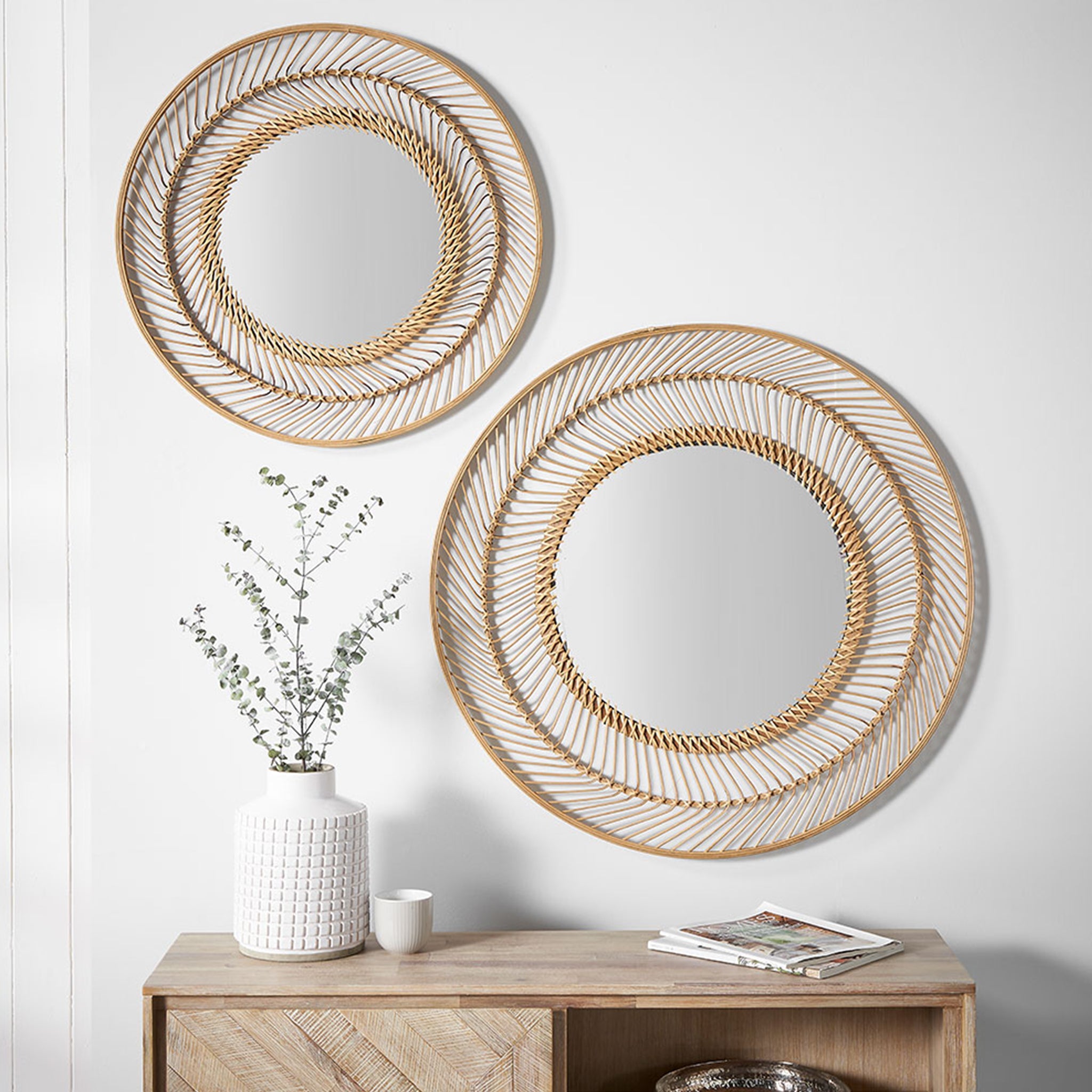Bamboo Round Wall Mirror Large
