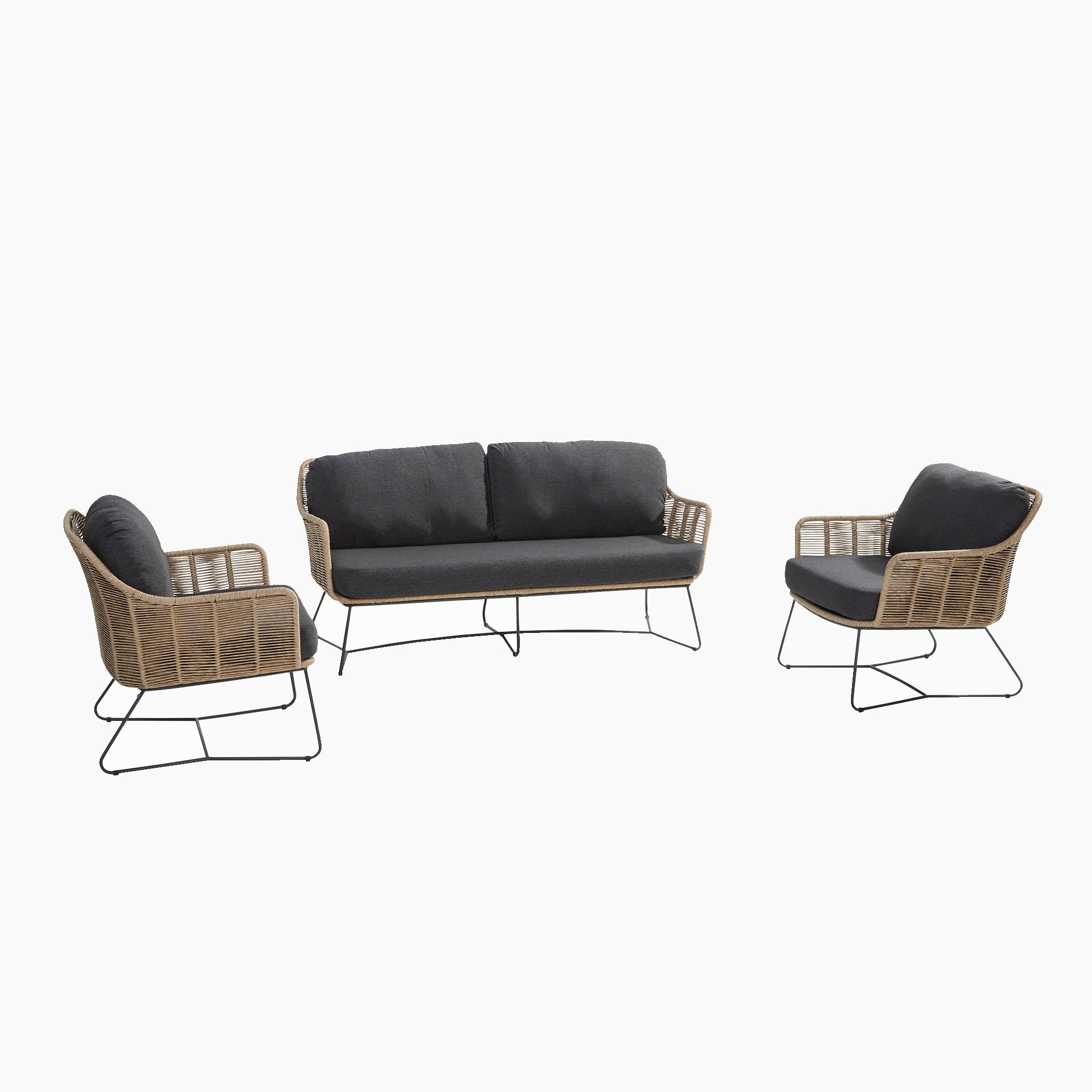 Belmond 2 Seat Sofa Set with Teak Table in Natural