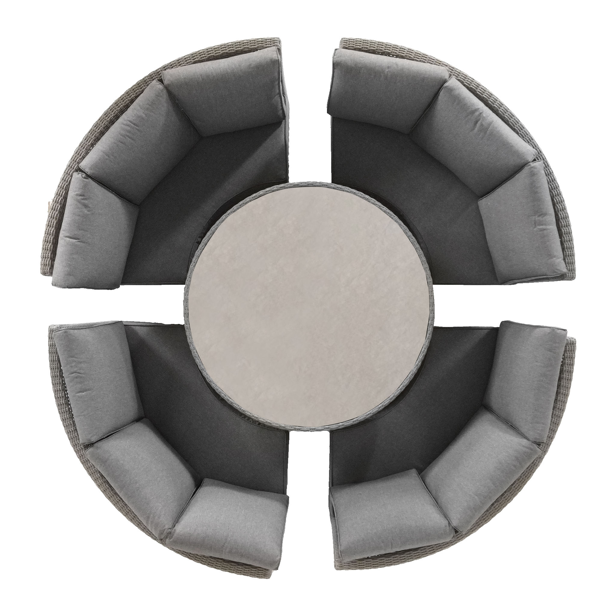 Bermuda Lounge Dining Set with Ceramic Top in Slate Grey