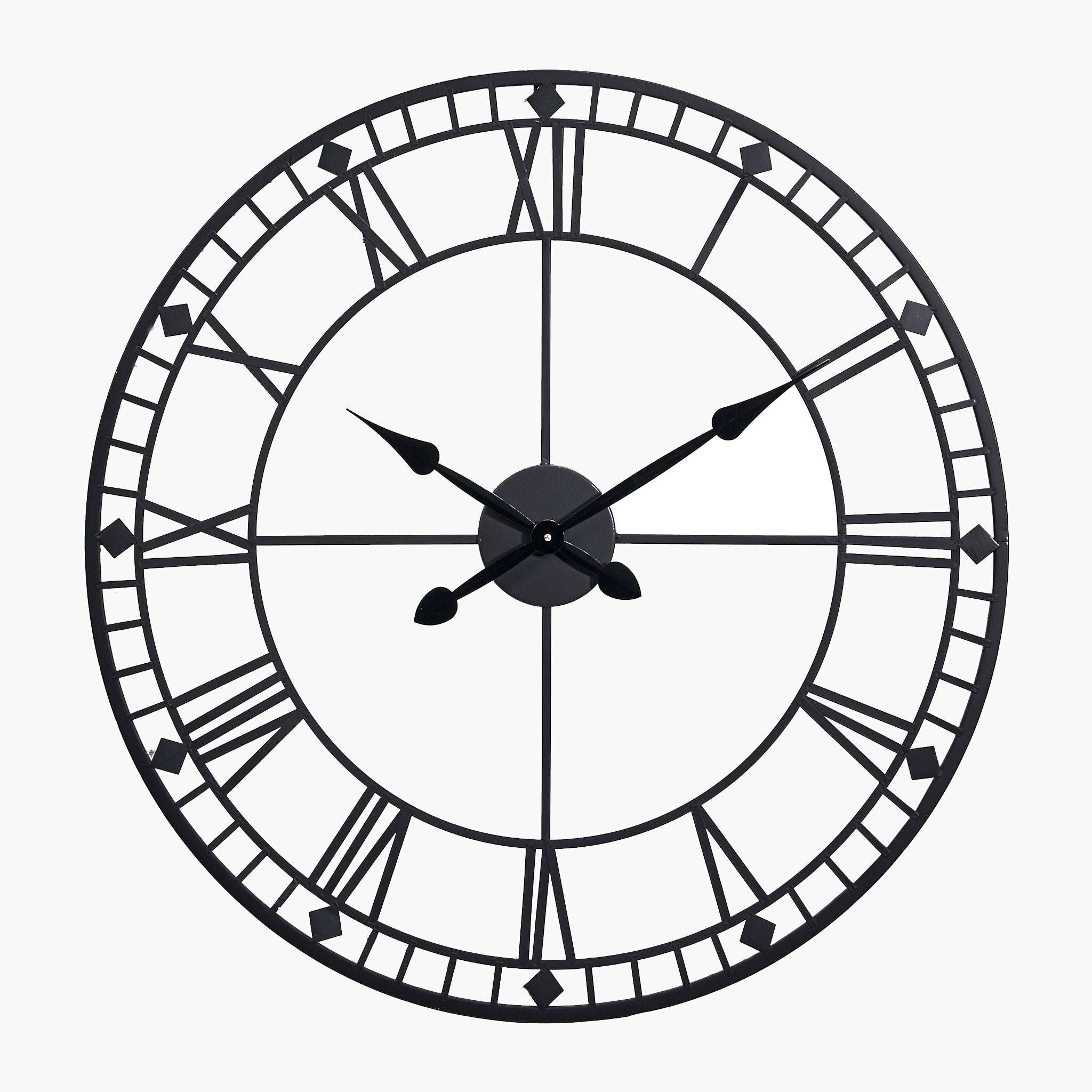 Black Metal Round Skeleton Wall Clock