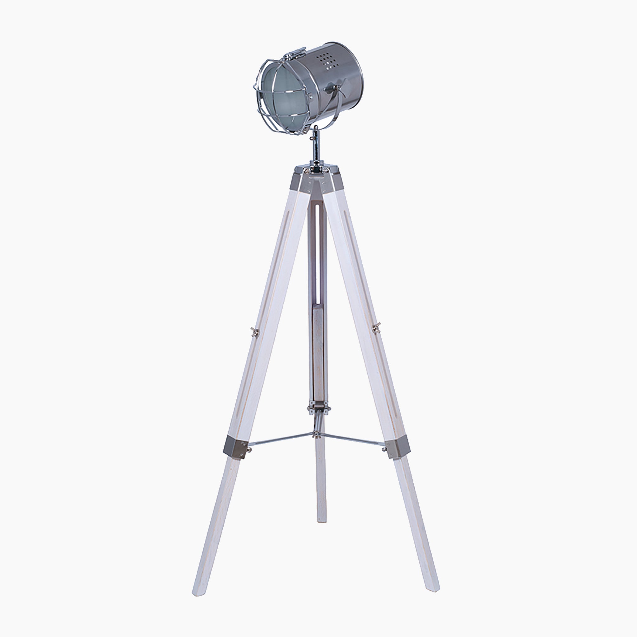 Capstan White Wash and Silver Metal Tripod Floor Lamp