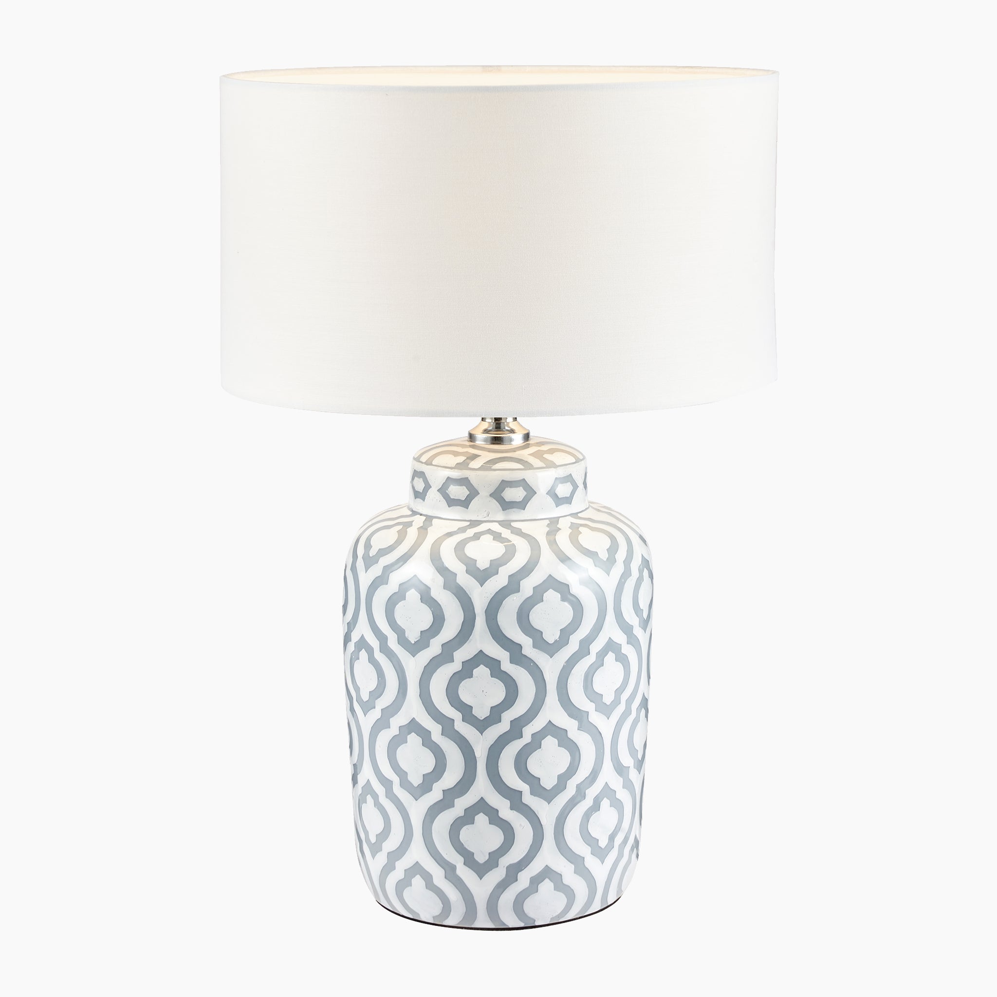 Celia Grey and White Pattern Ceramic Table Lamp