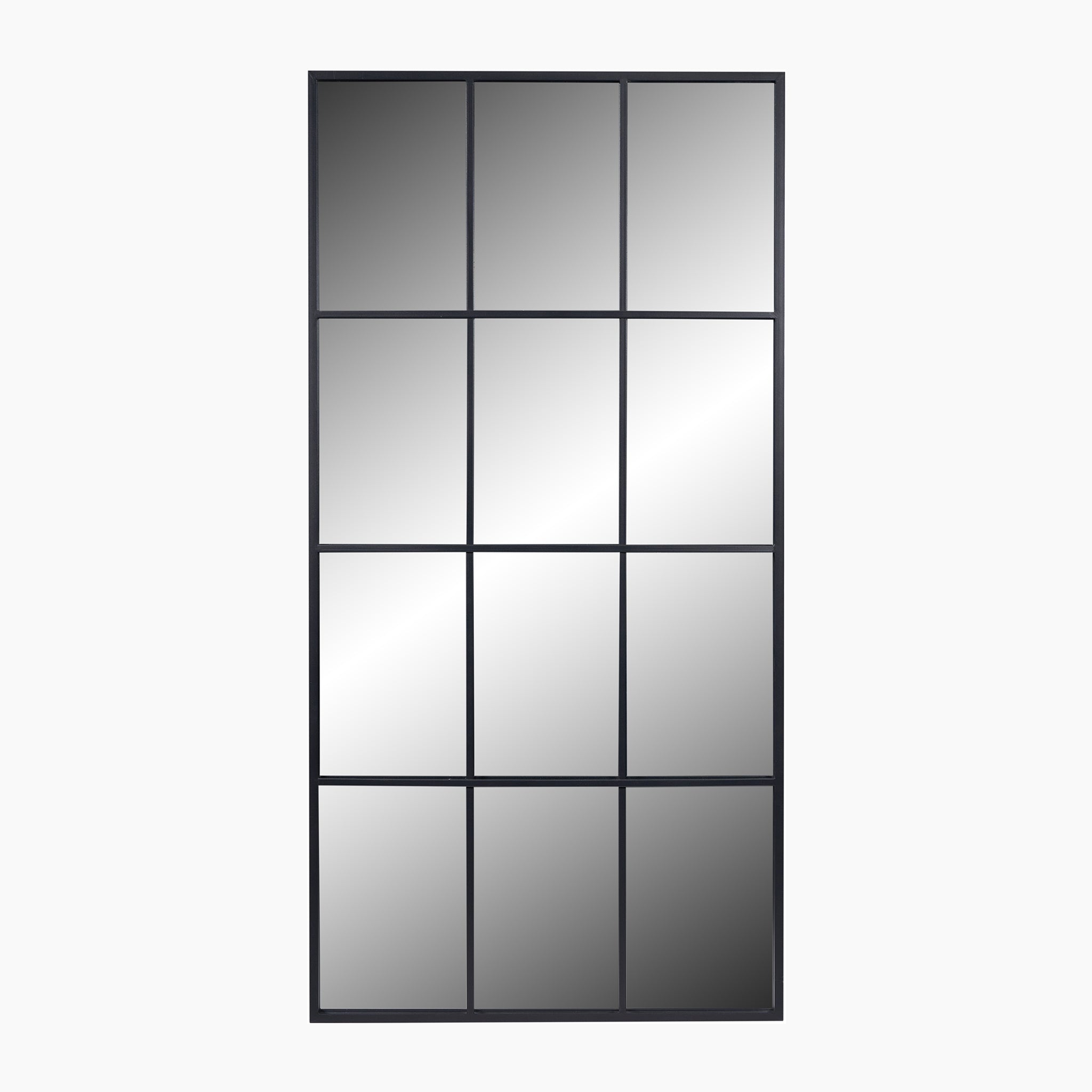 Dark Grey Metal 12 Pane Floor Standing Mirror