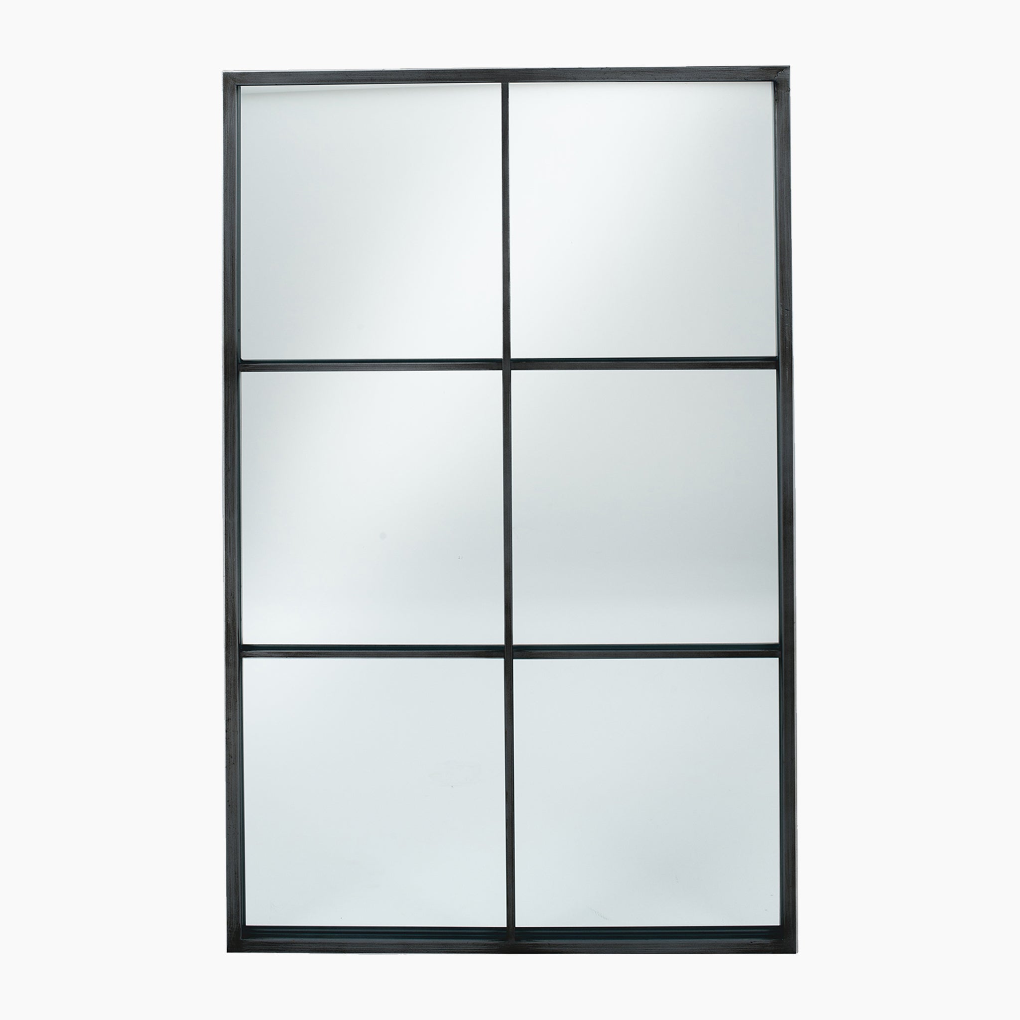 Dark Grey Metal 6 Section Rectangular Wall Mirror