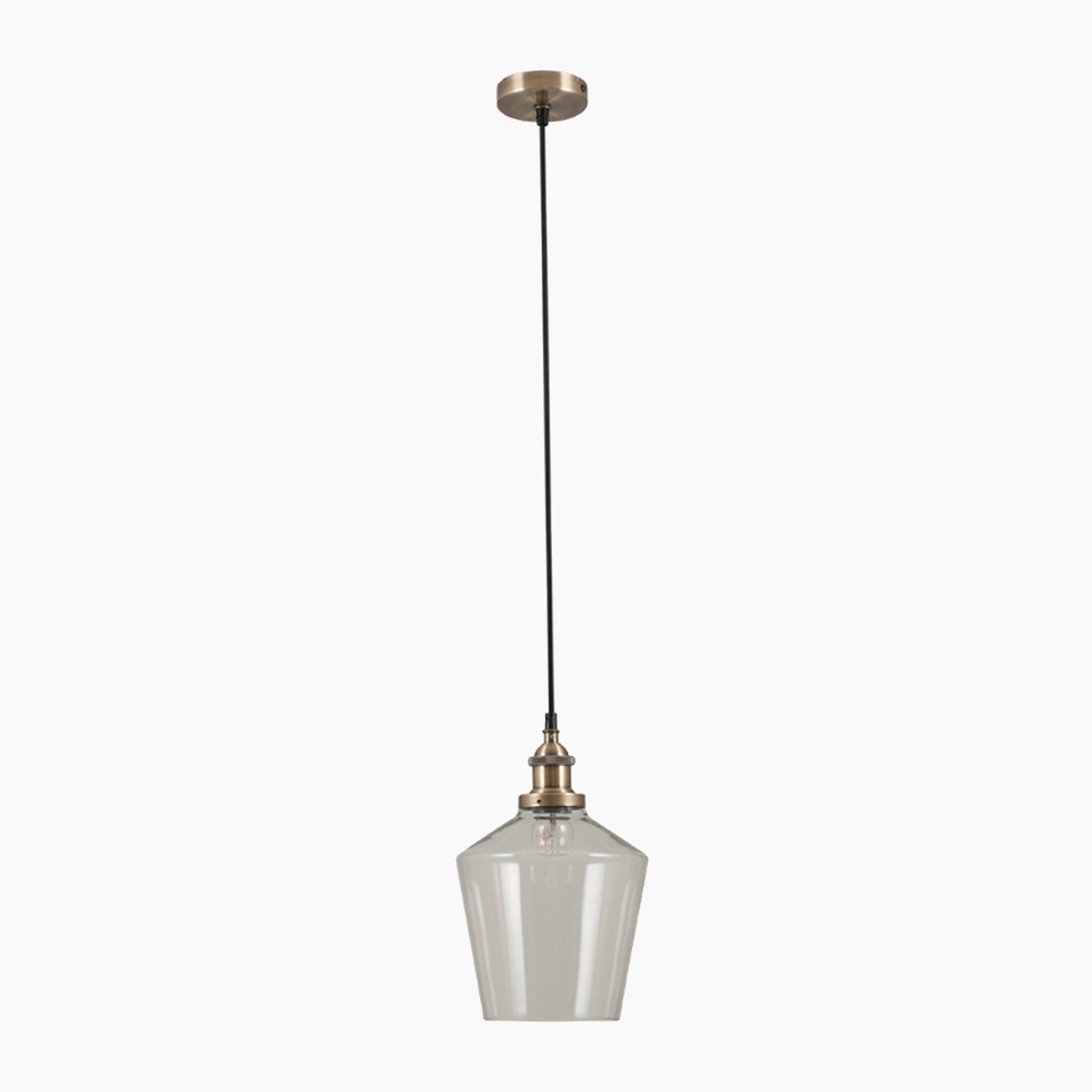 Emmanuelle Antique Brass Metal and Clear Glass Pendant