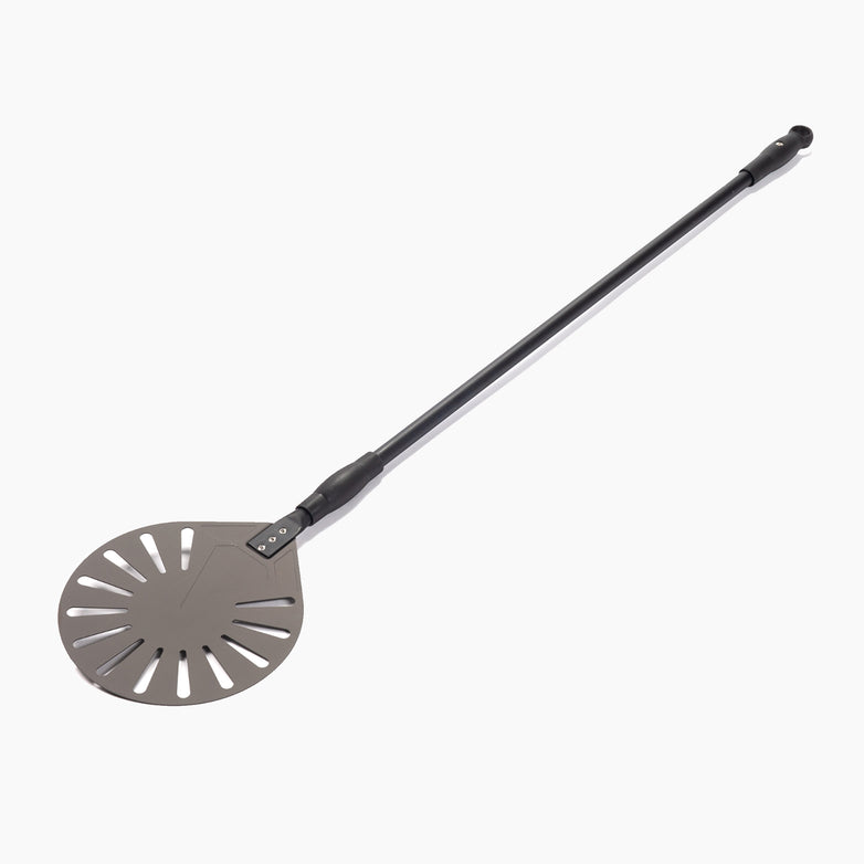 The Fontana Round Pro Pizza Shovel features a long handle and a perforated, round spatula end.