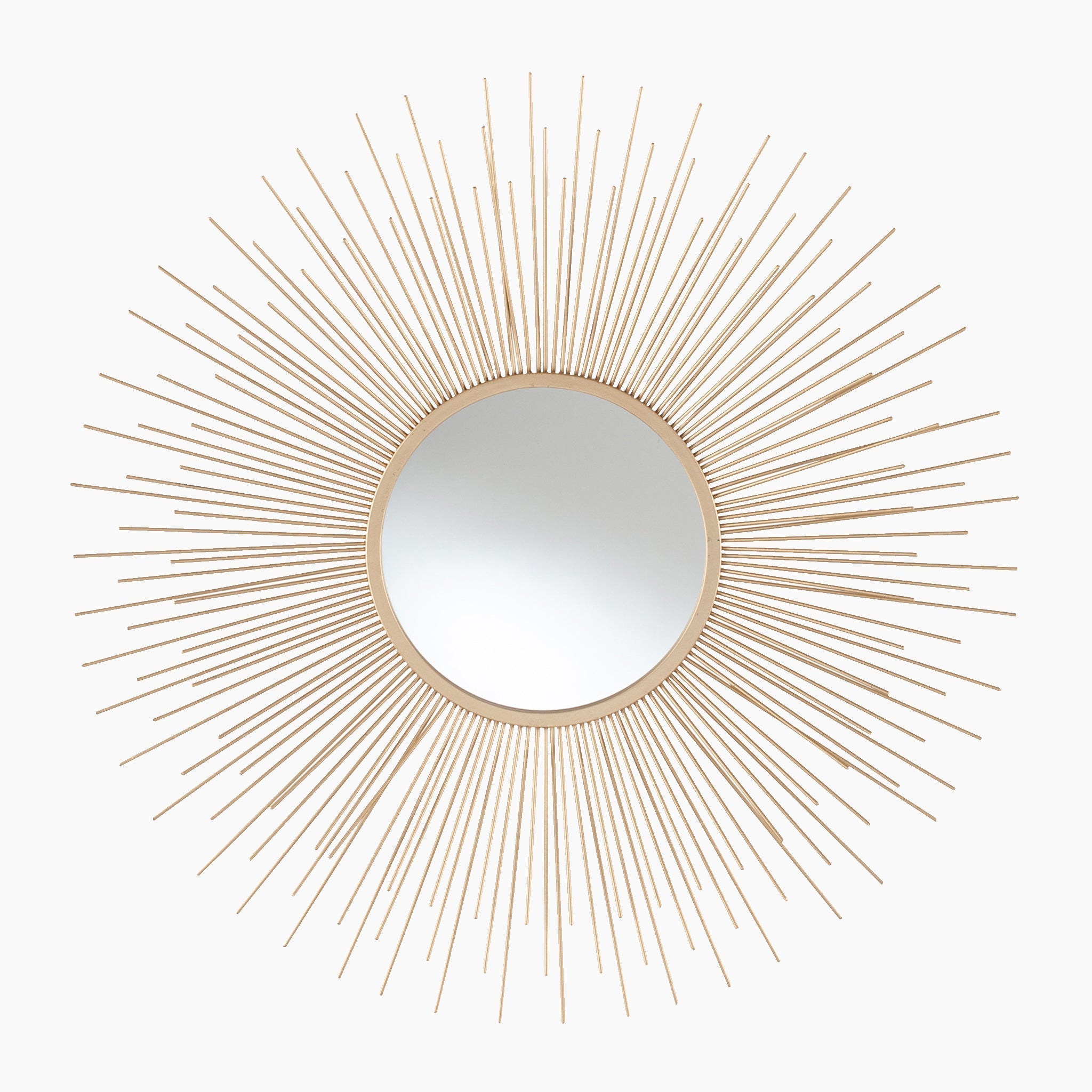 Metal Starburst Round Wall Mirror in Gold