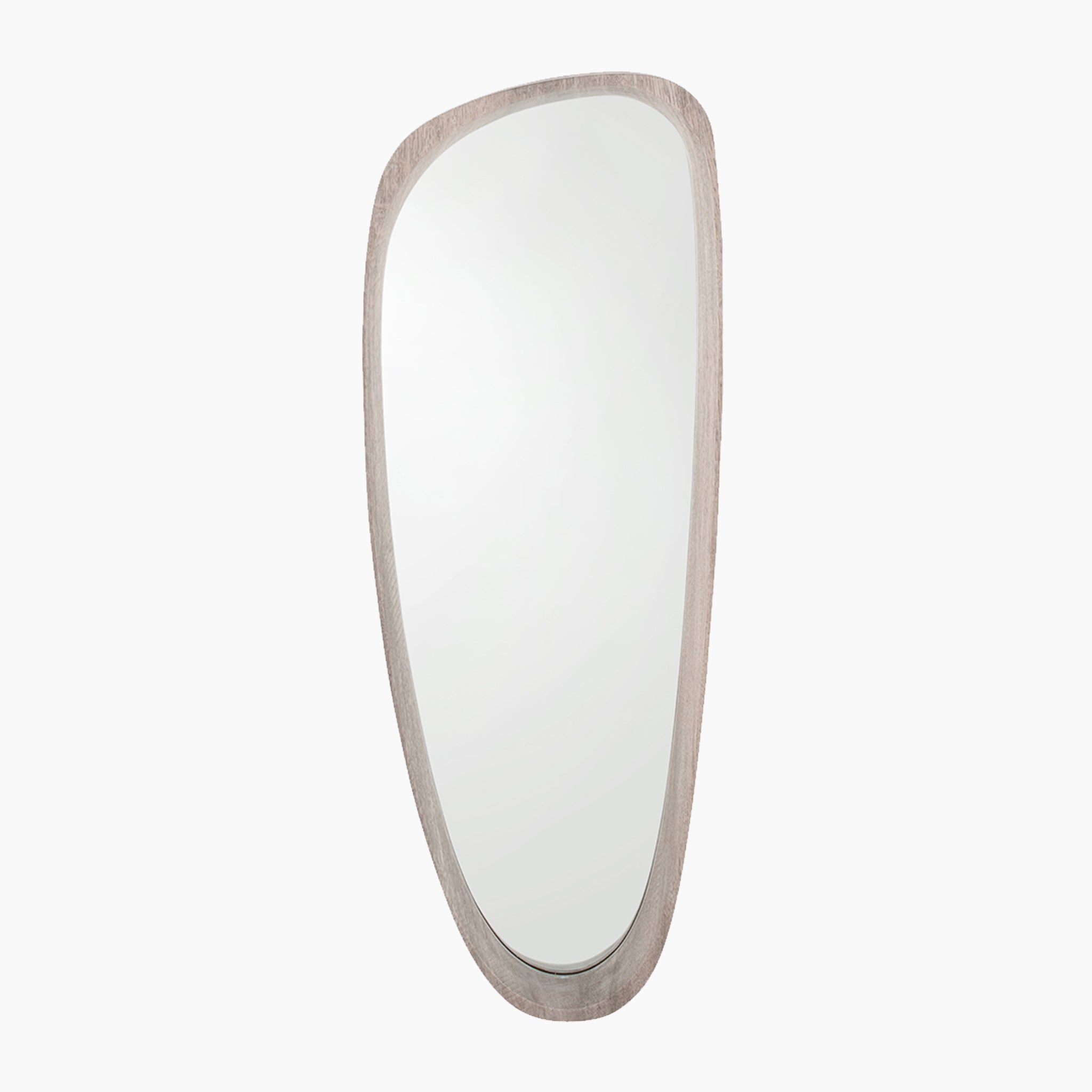 Grey Oak Wood Veneer Teardrop Wall Mirror