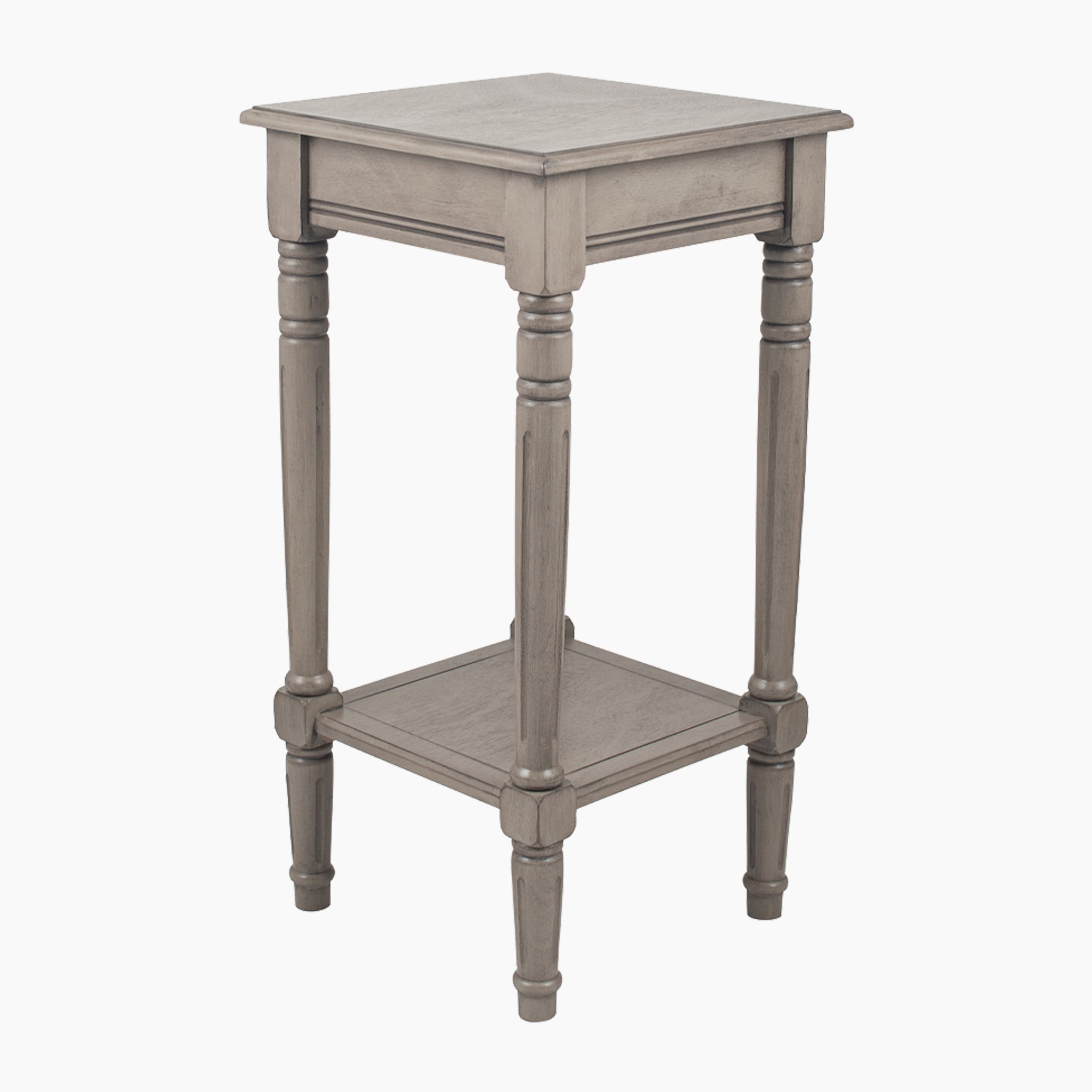 Heritage Taupe Pine Wood Square Accent Table