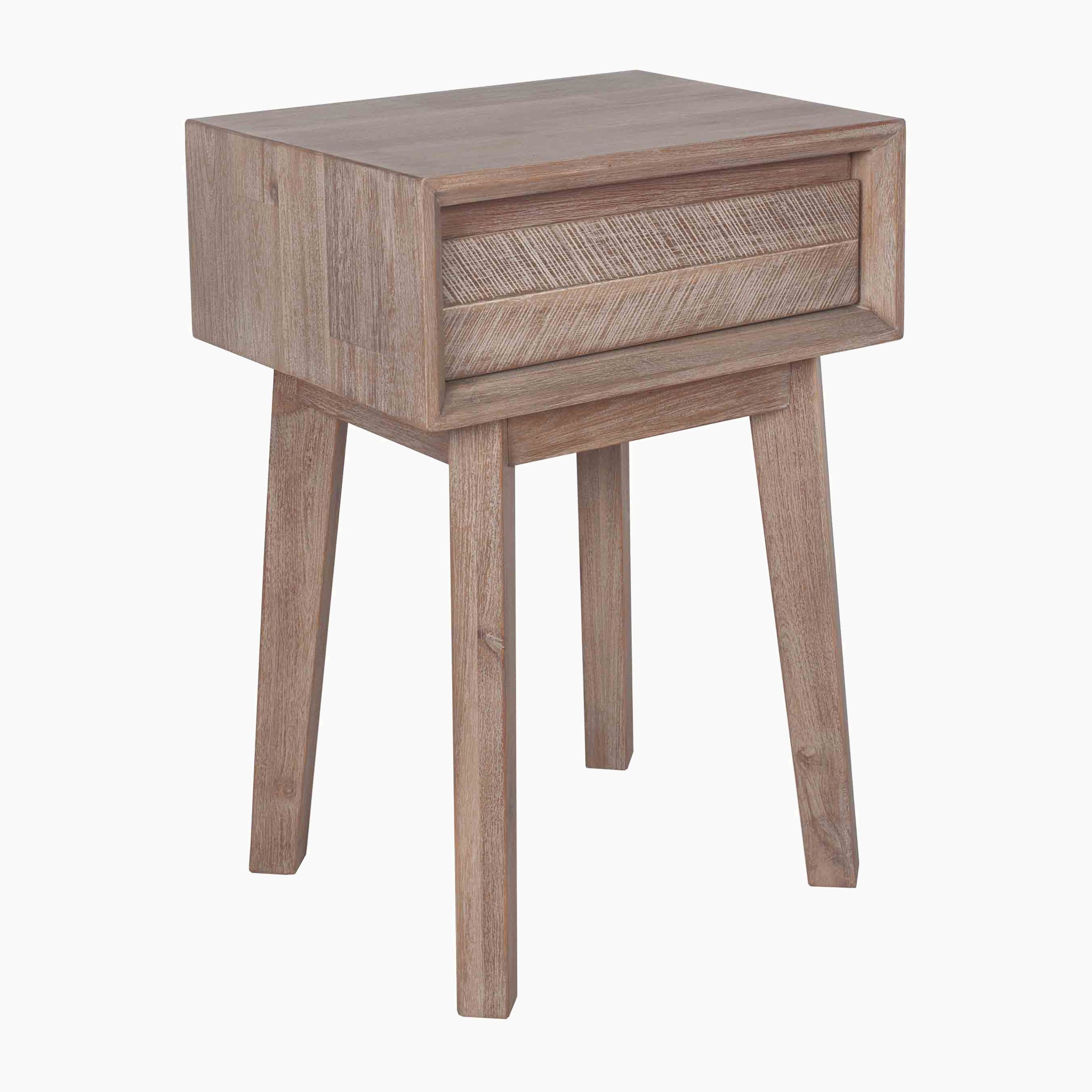 Kalmar Sand Wash Acacia Wood 1 Drawer Bedside Unit
