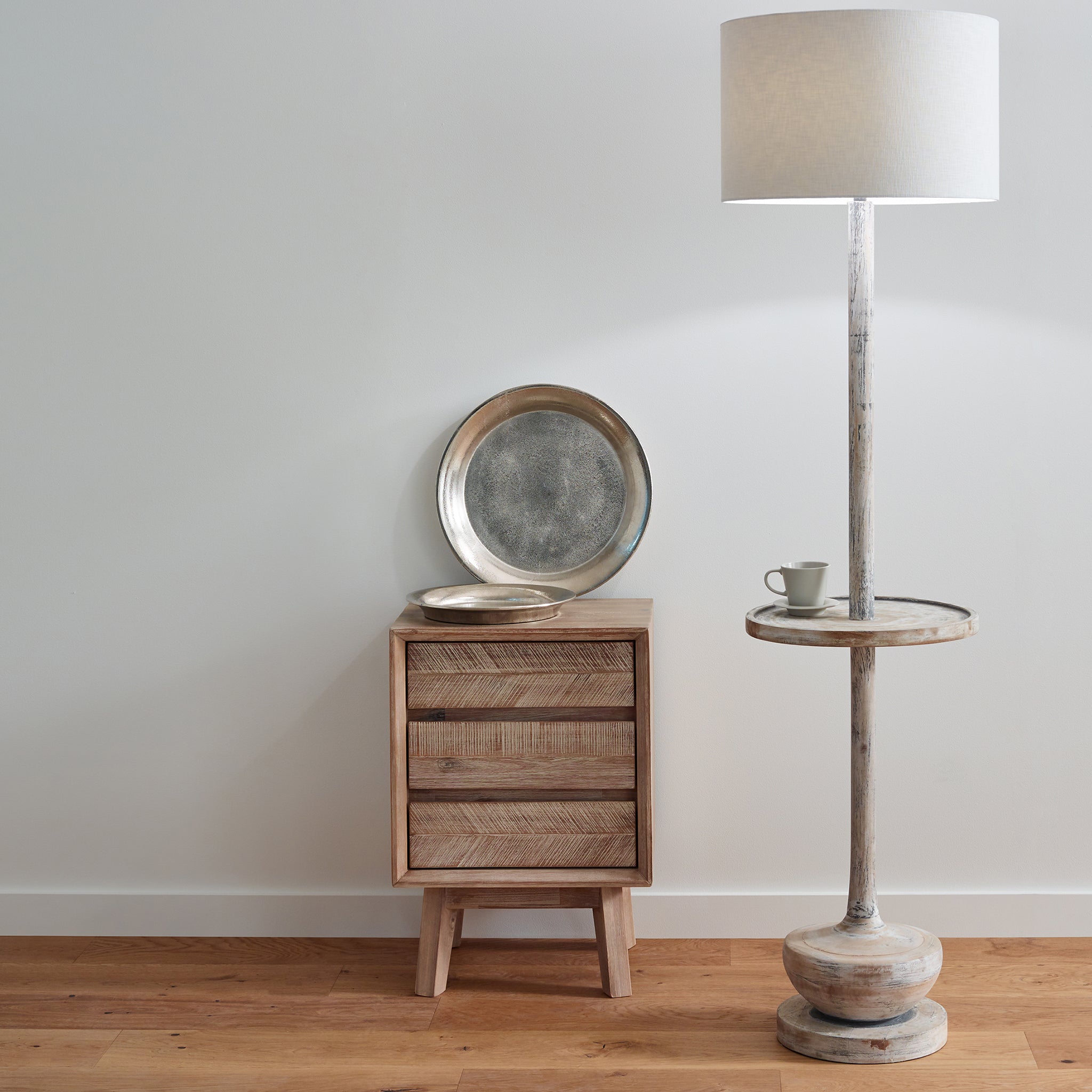 Kalmar Sand Wash Acacia Wood 3 Drawer Bedside Unit
