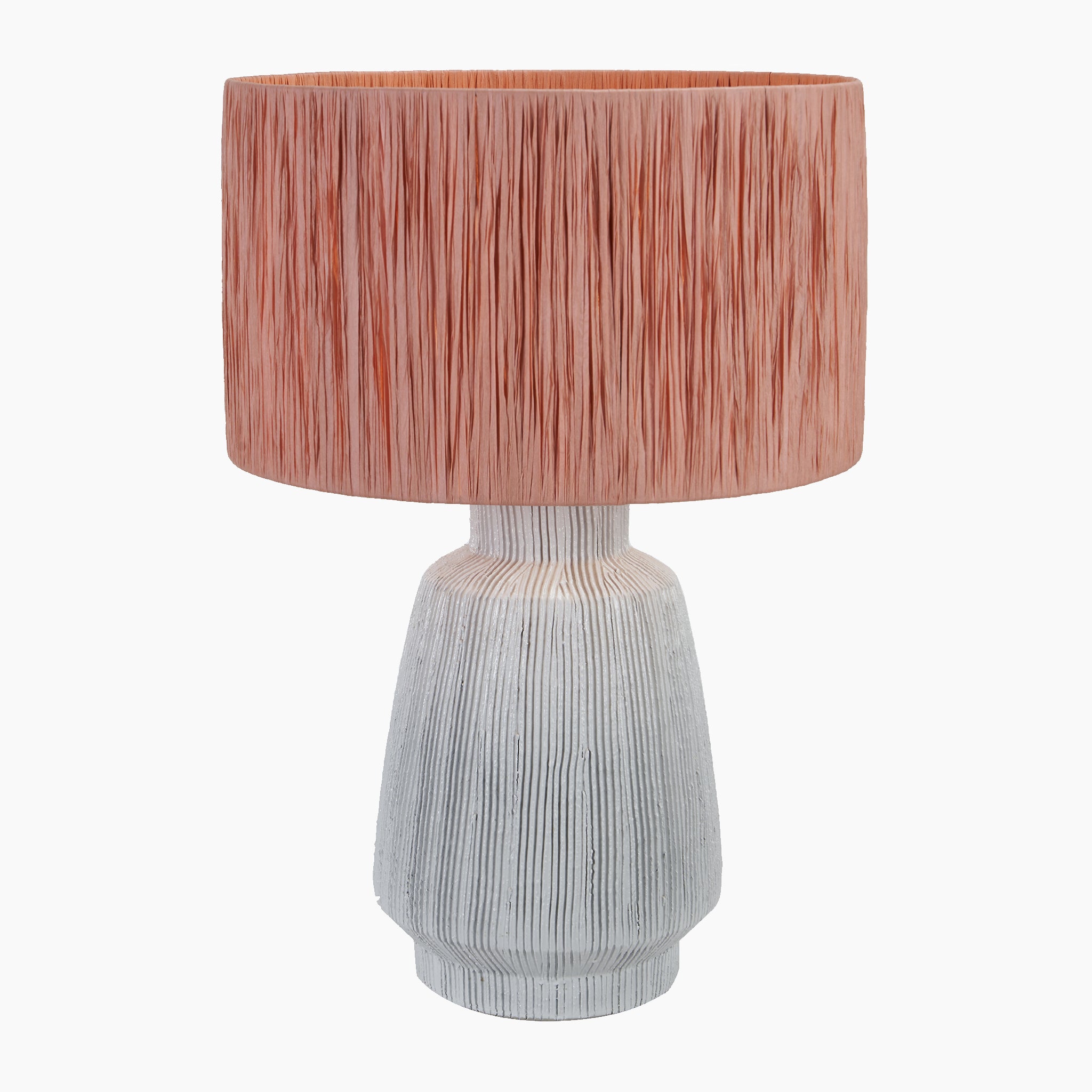 Kythira White Linear Design Stoneware Table Lamp