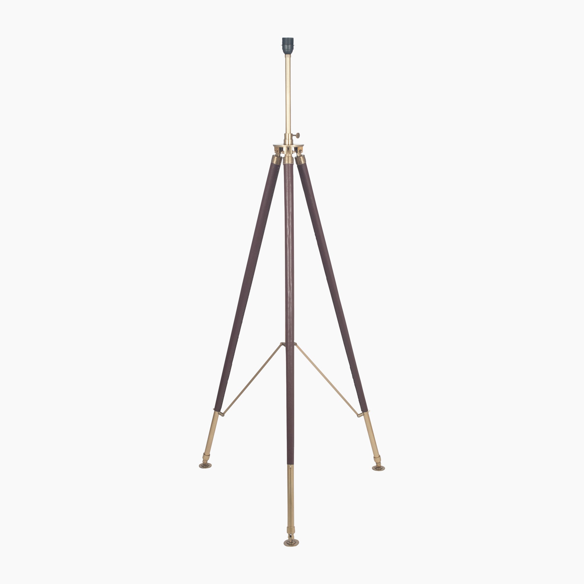 Ledbury Tan Leather and Antique Brass Tripod Floor Lamp