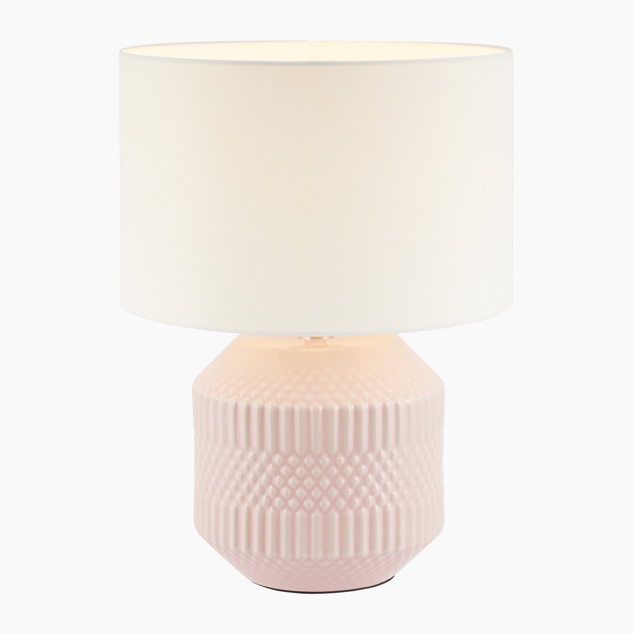 Meribel Geo Textured Ceramic Table Lamp in Pink