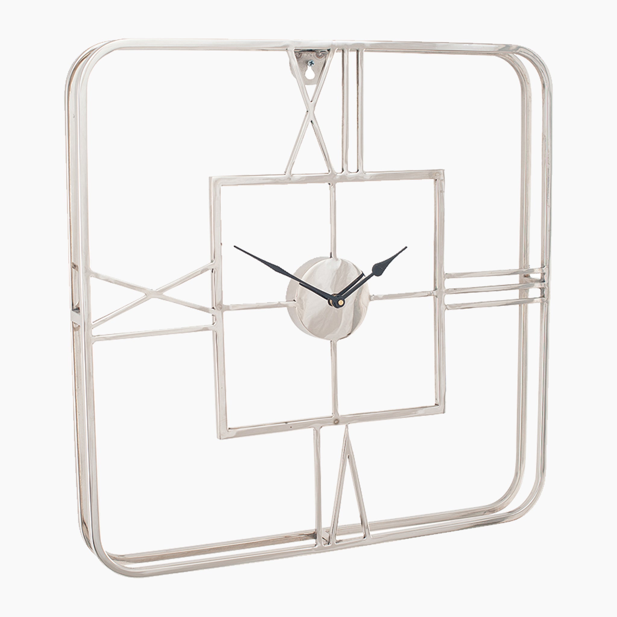 Metal Square Wall Clock in Silver