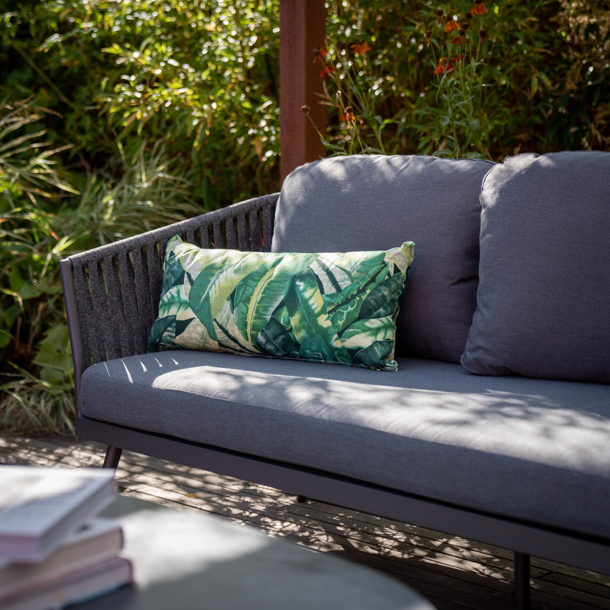 Monterrey 3 Seat Rope Sofa Set with Ceramic Table in Grey