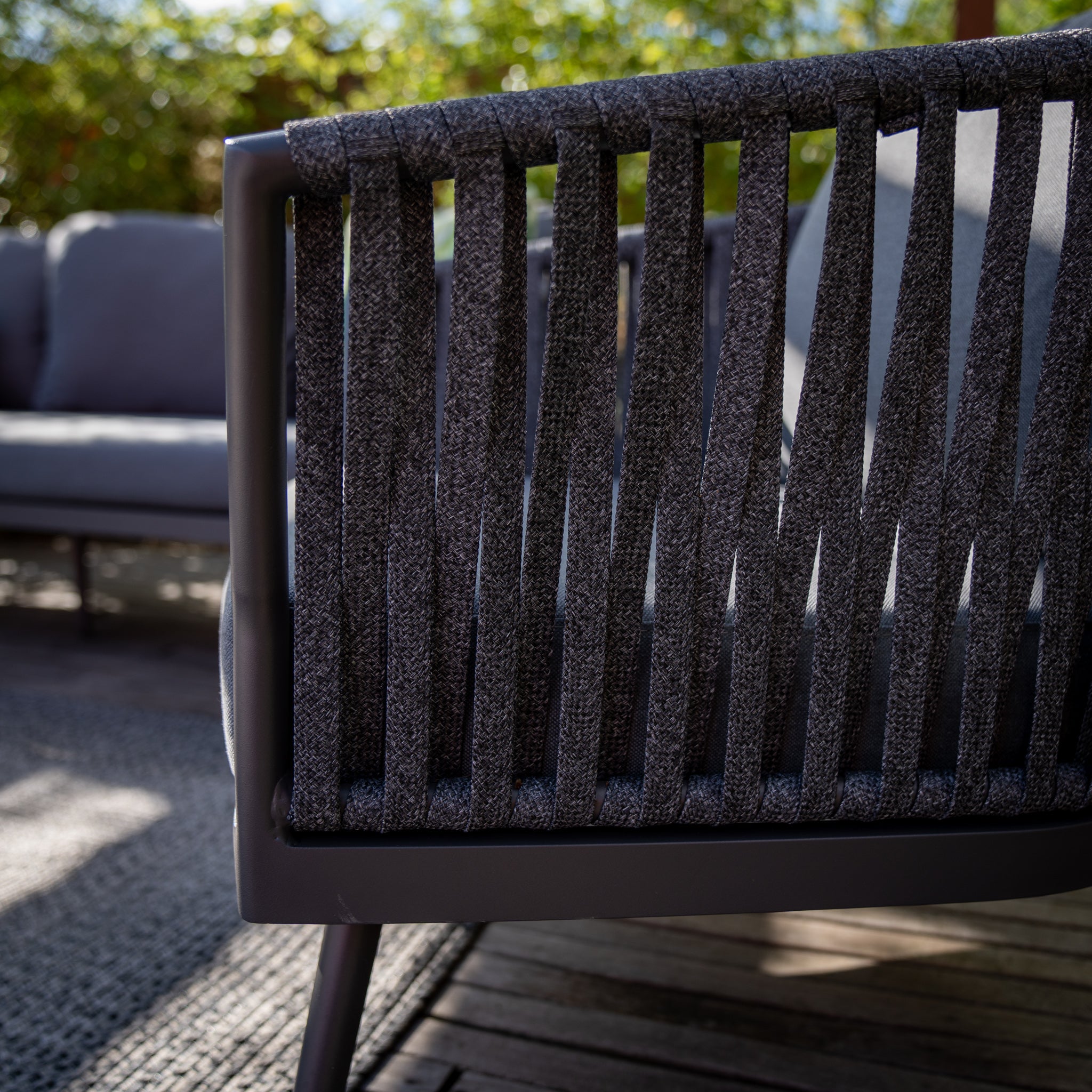 Monterrey 3 Seat Rope Sofa Set with Ceramic Table in Grey