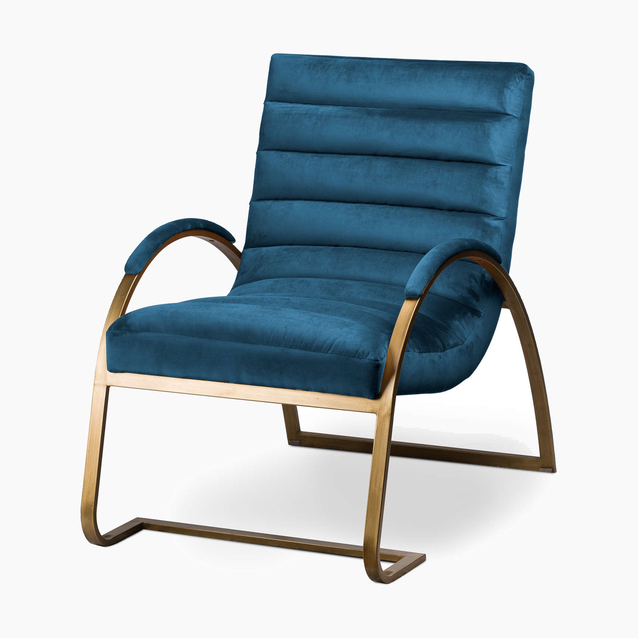 Navy And Brass Ribbed Ark Chair