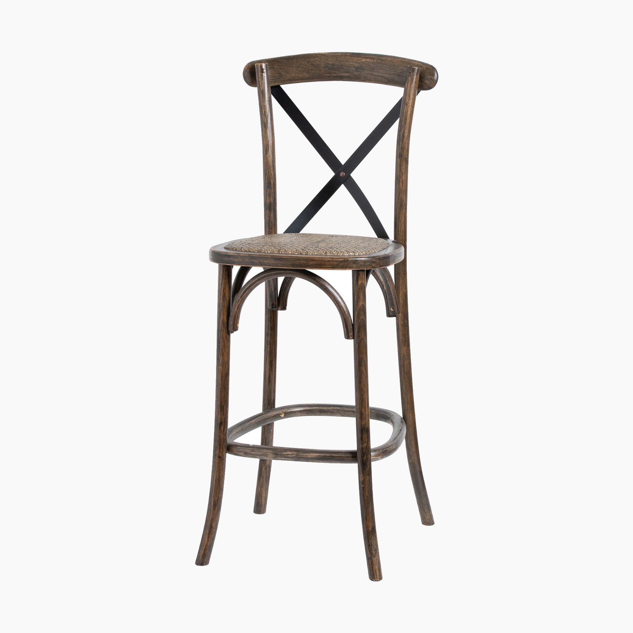 Oak Cross Back Bar Stool