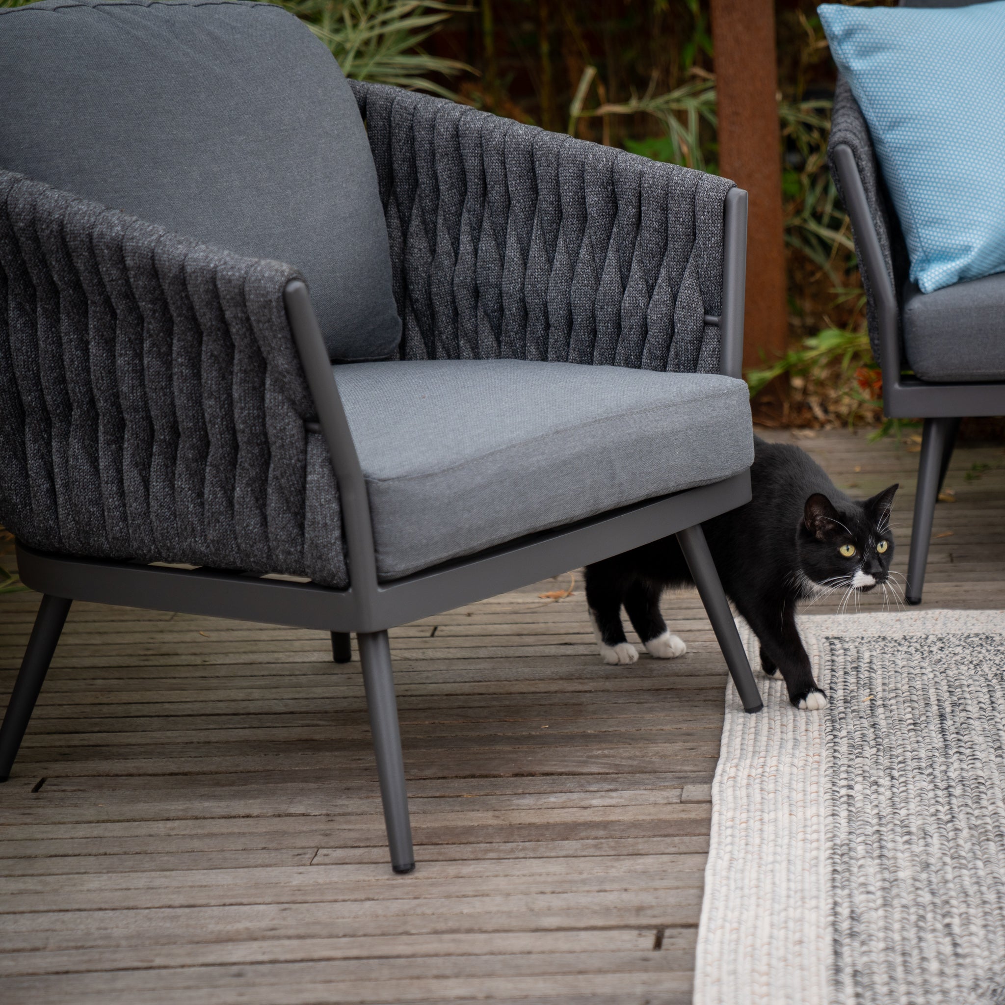 Palma 3 Seat Rope Sofa Set with Ceramic Table in Grey