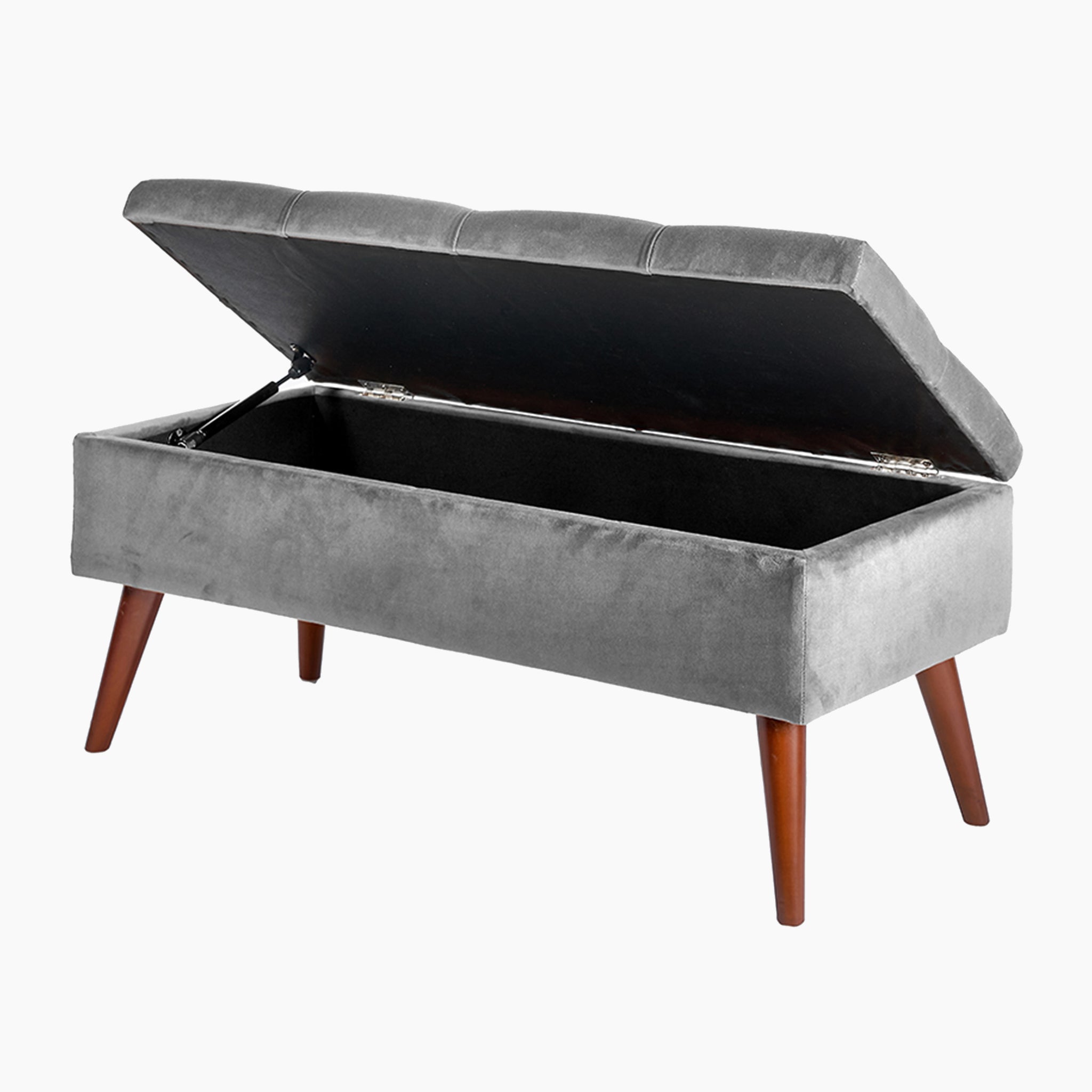 Pelagia Dove Grey Velvet Buttoned Bench with Storage