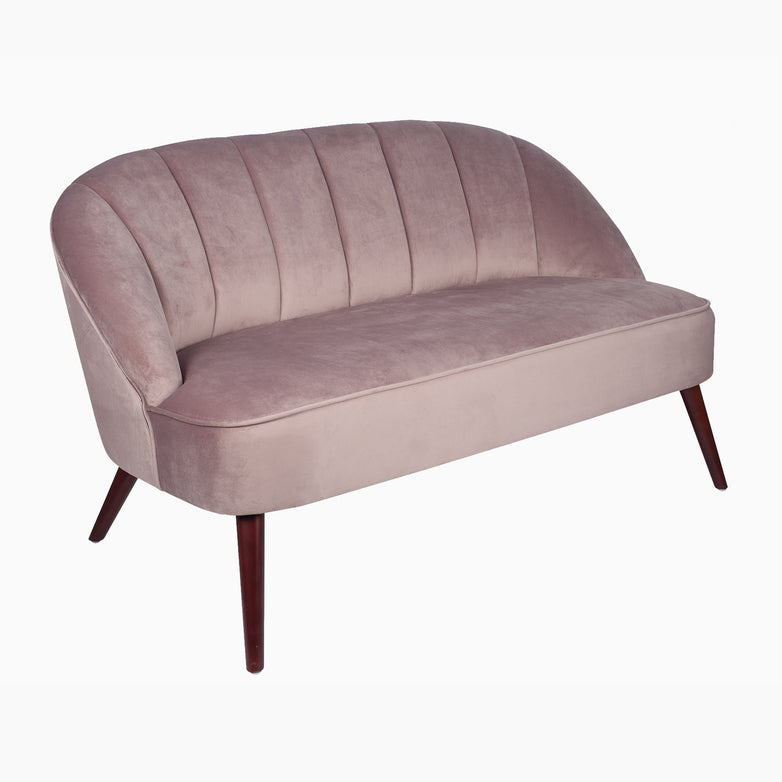 Portofino Blush Pink Velvet Sofa with Walnut Effect Legs